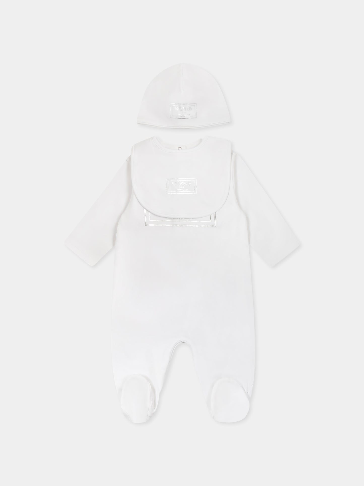 Set tutina bianco per neonati con logo,Balmain Kids,BTB610 Z1763 100AG