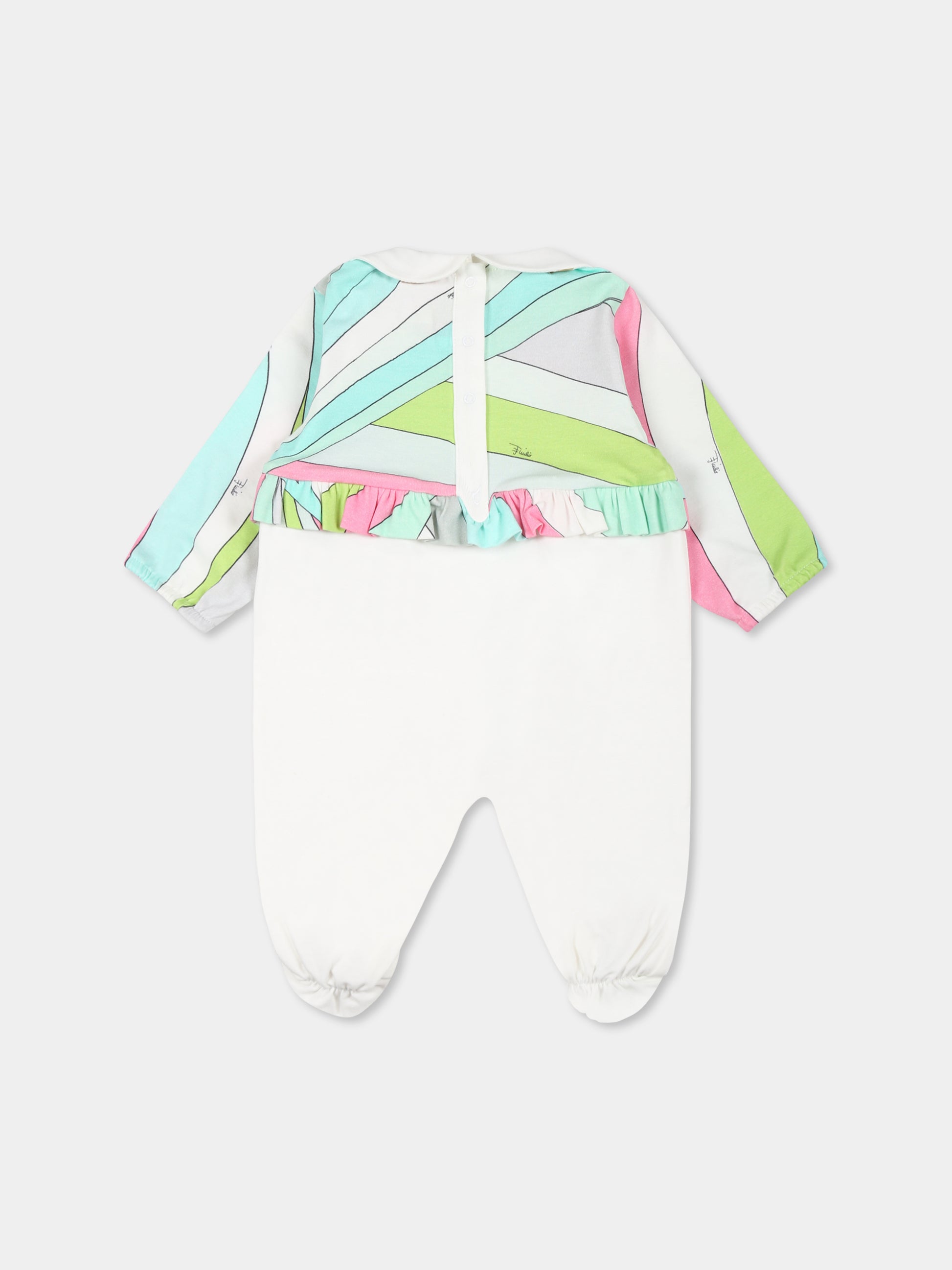 Set bianco per neonata con stampa marmo,Emilio Pucci Junior,PTB030 J0311 631MC