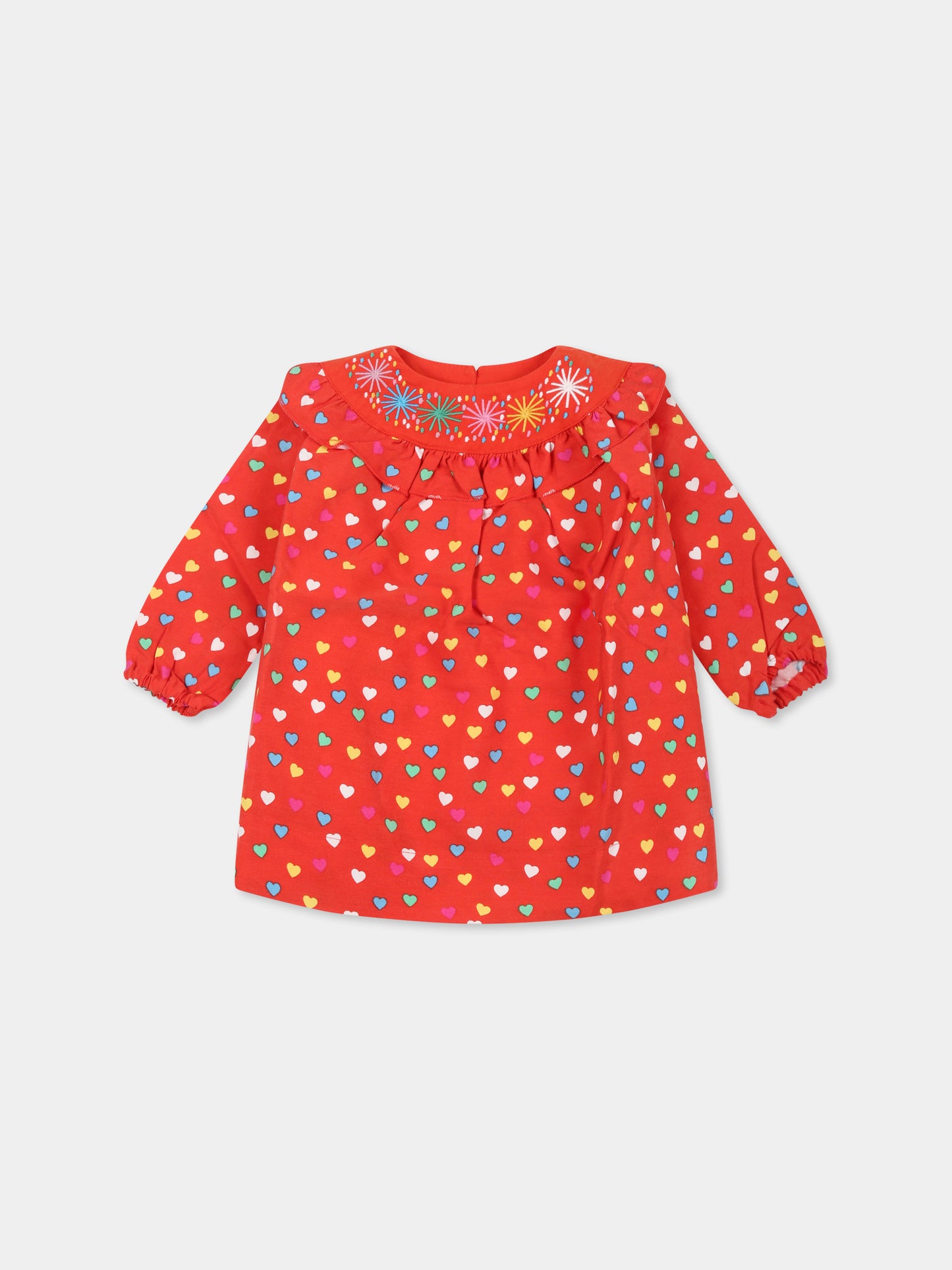 Vestito rosso per neonata con cuori,Stella Mccartney Kids,TT1181 Z1259 412MC