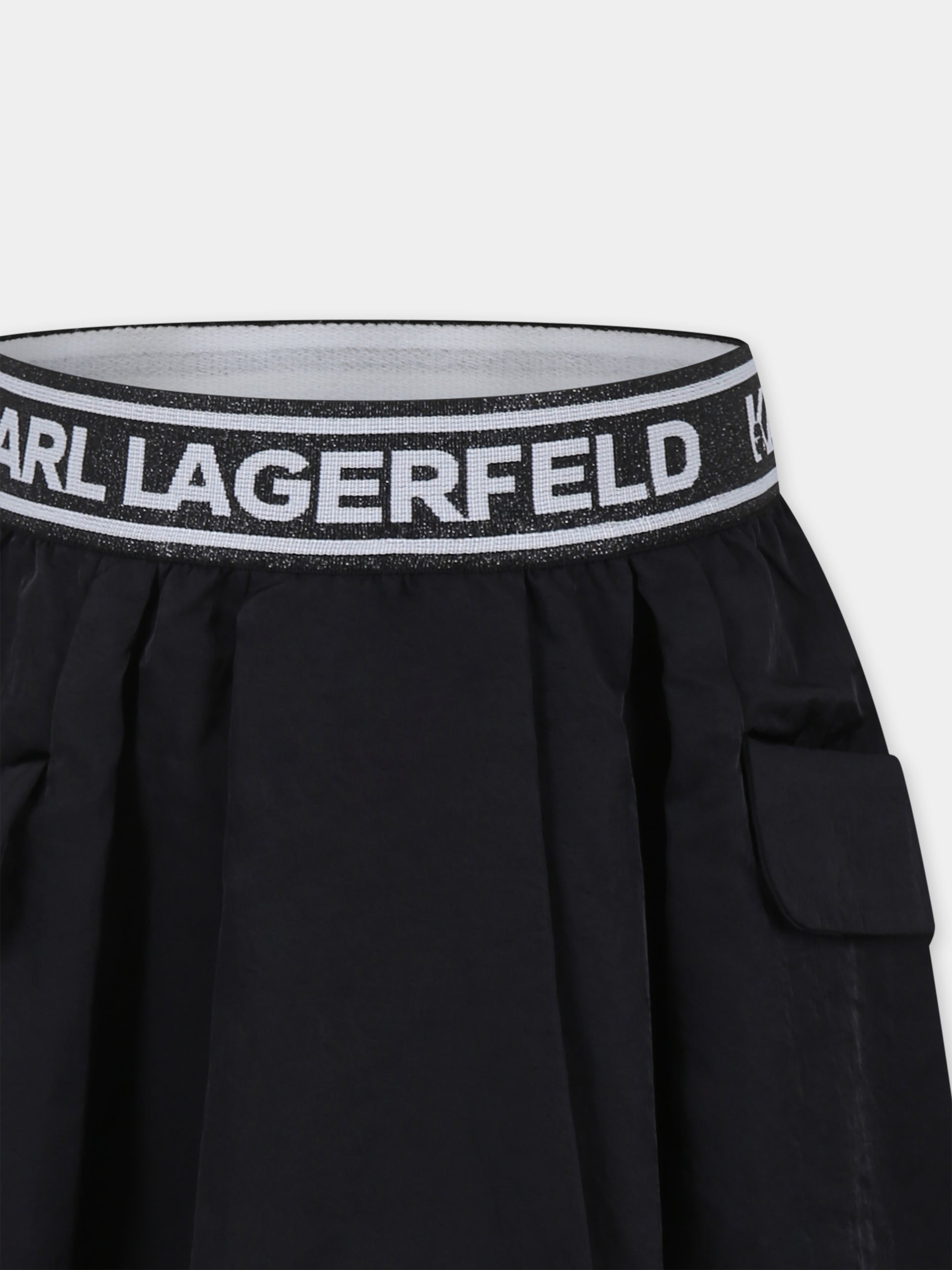 Gonna nera per bambina con logo,Karl Lagerfeld Kids,Z30198 09B