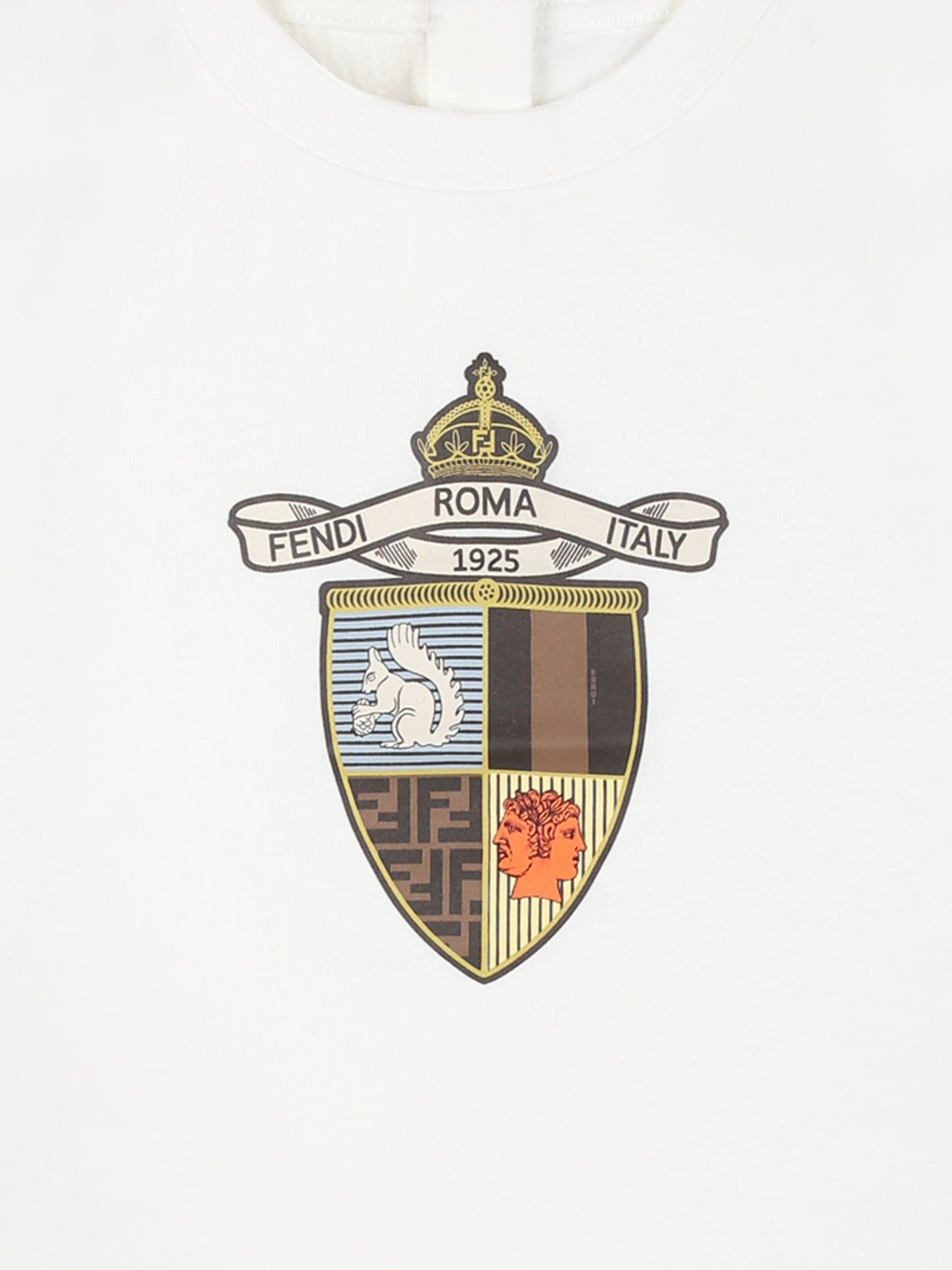 T-shirt bianca per neonato con stemma Fendi,Fendi Kids,BMI262 7AJ F0TU9