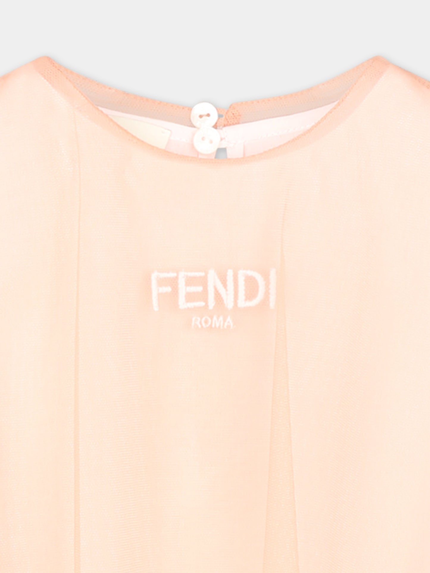 Vestito rosa per neonata con logo,Fendi Kids,BFB554 AEXX F1RX7