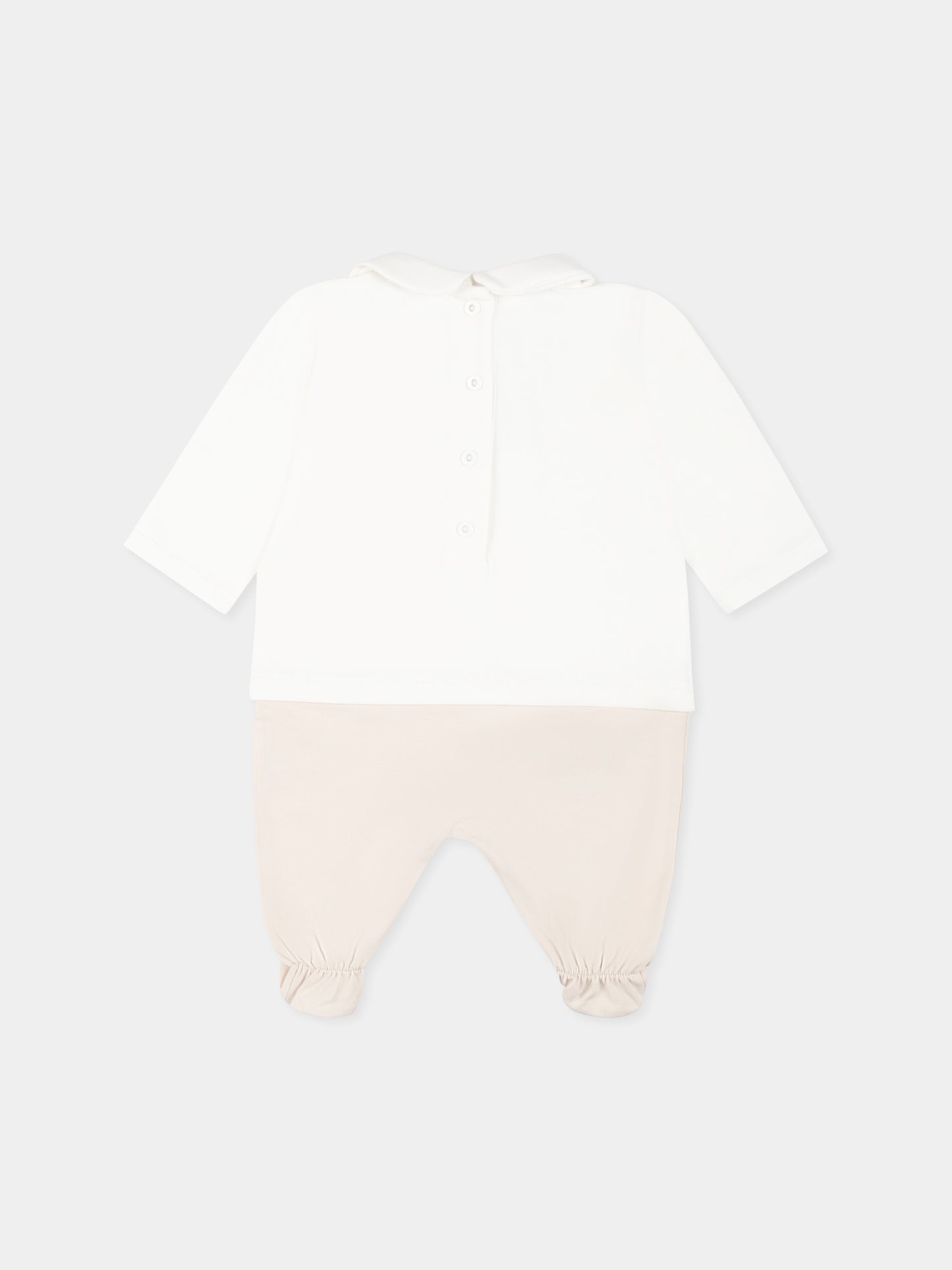 Beige babygrow set for babykids with logo