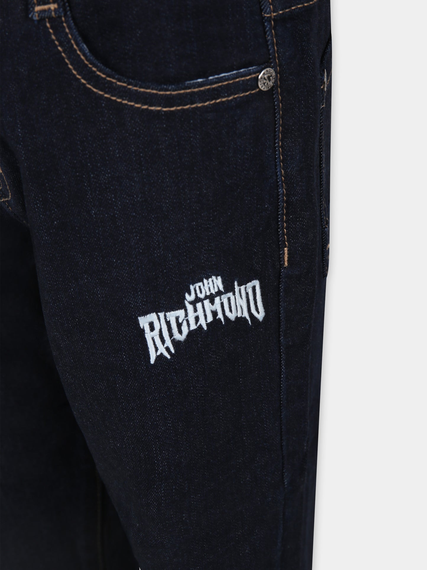 Jeans blu per bambino con logo,Richmond,RBA24046JE DENIM BLUE DARK