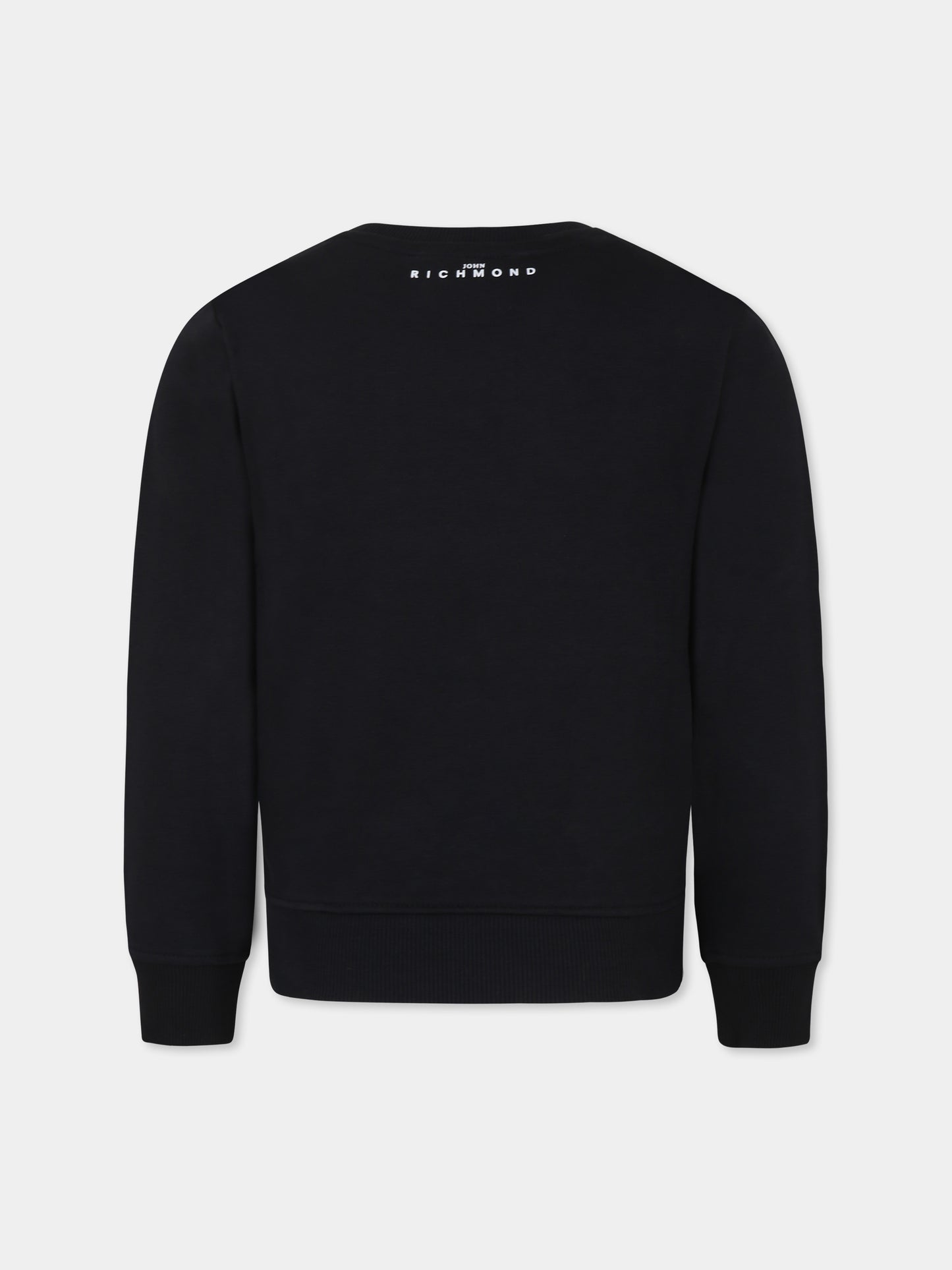 Felpa nera per bambino con logo e borchie,Richmond,RBA24086FE BLACK