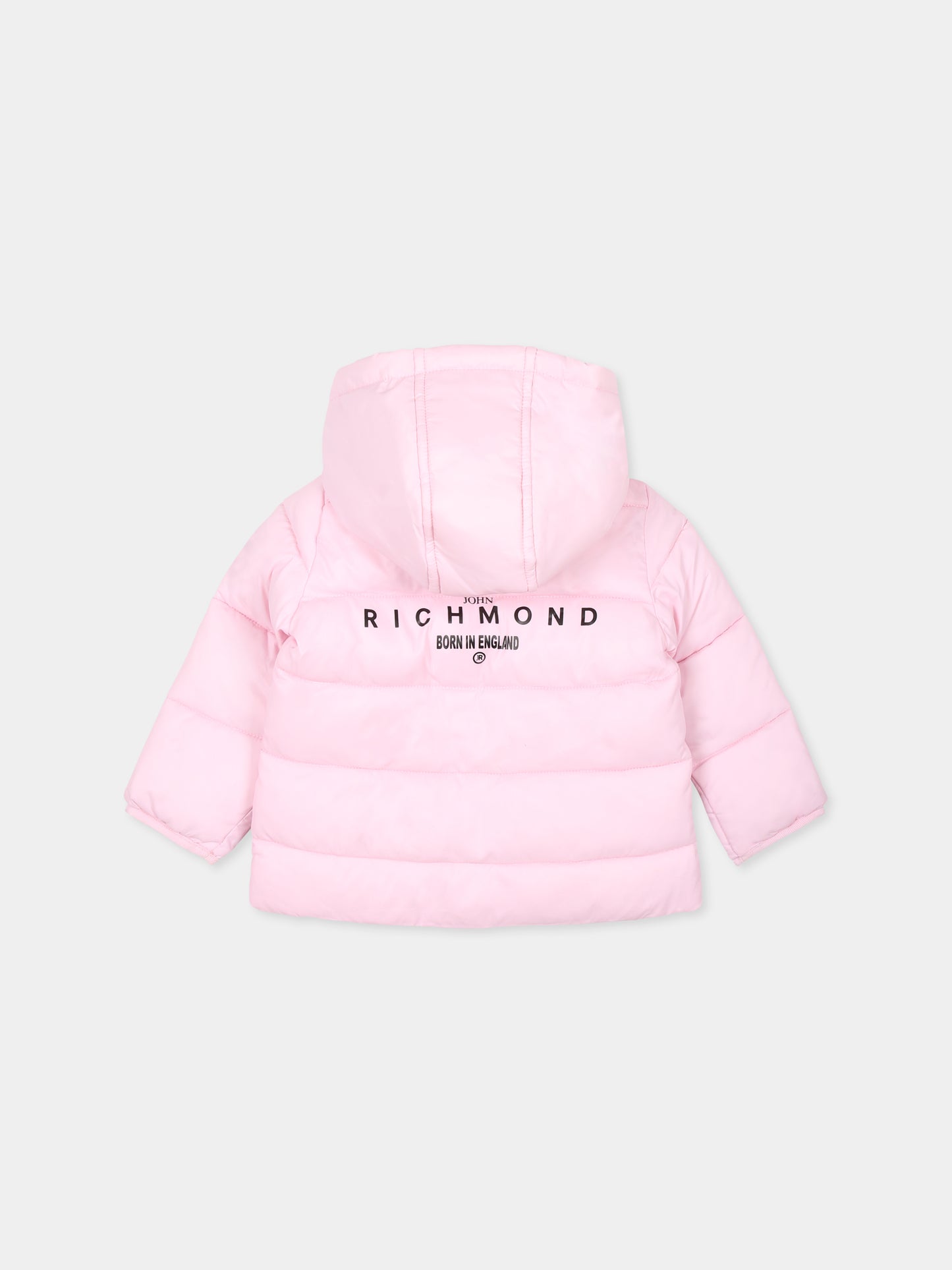 Piumino rosa per bambina con logo,Richmond,RIA24002PI PINK LIGHT