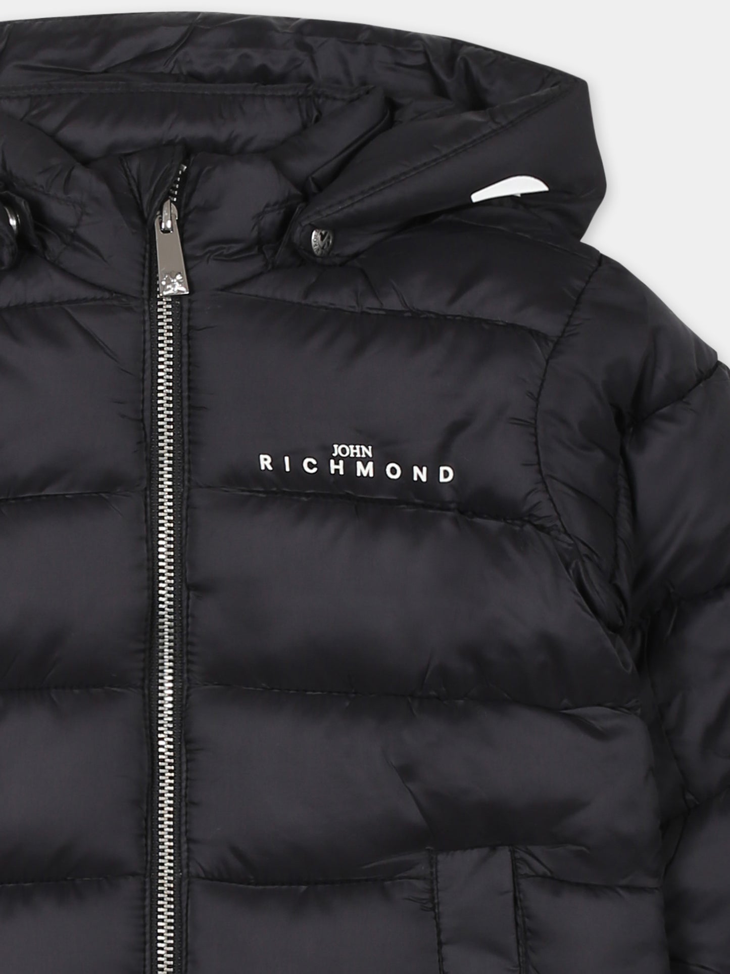 Piumino nero per neonata con logo,Richmond,RIA24026PI BLACK