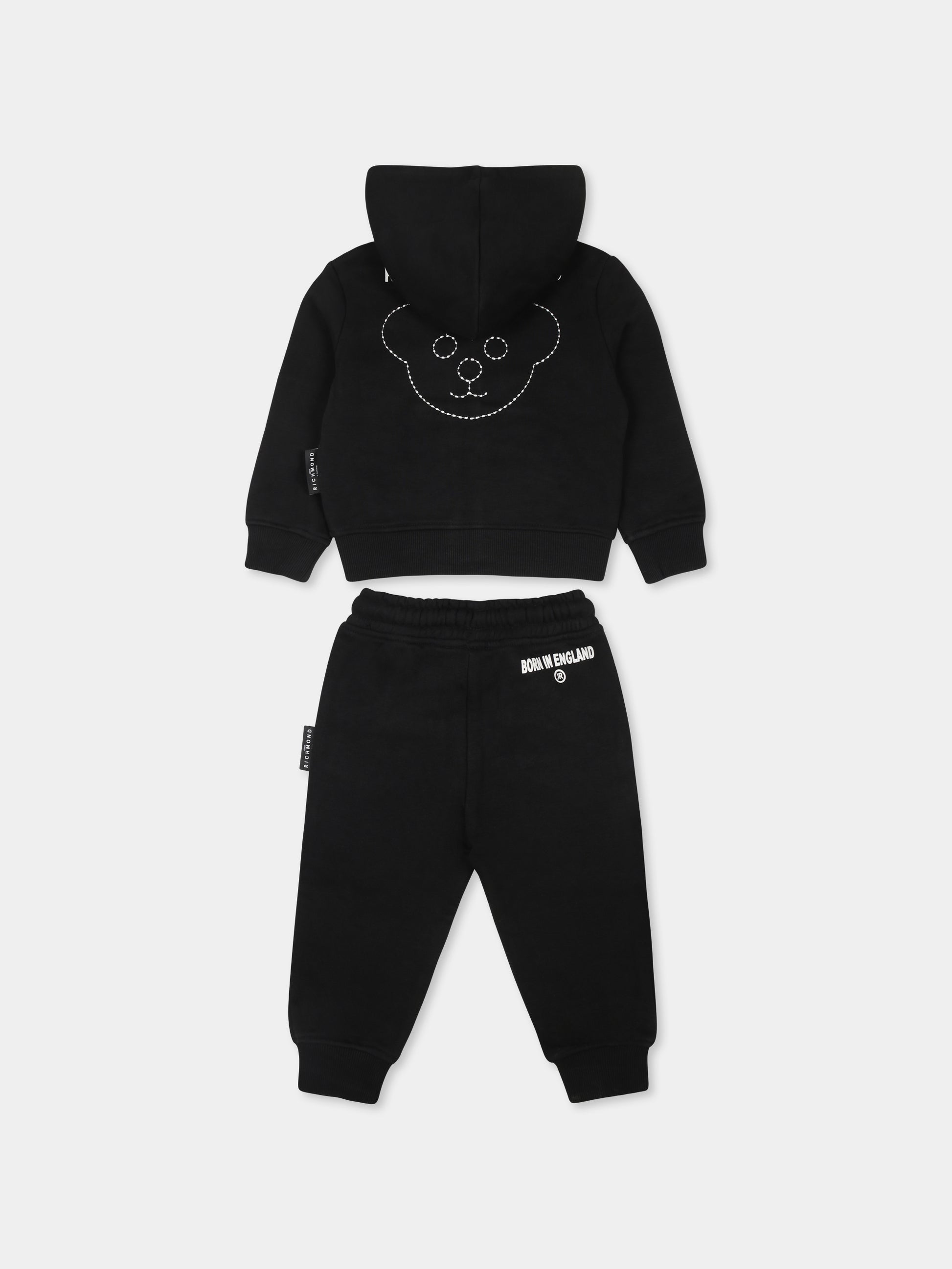 Completo nero per neonato con logo e orsetto,Richmond,RIA24074CF BLACK