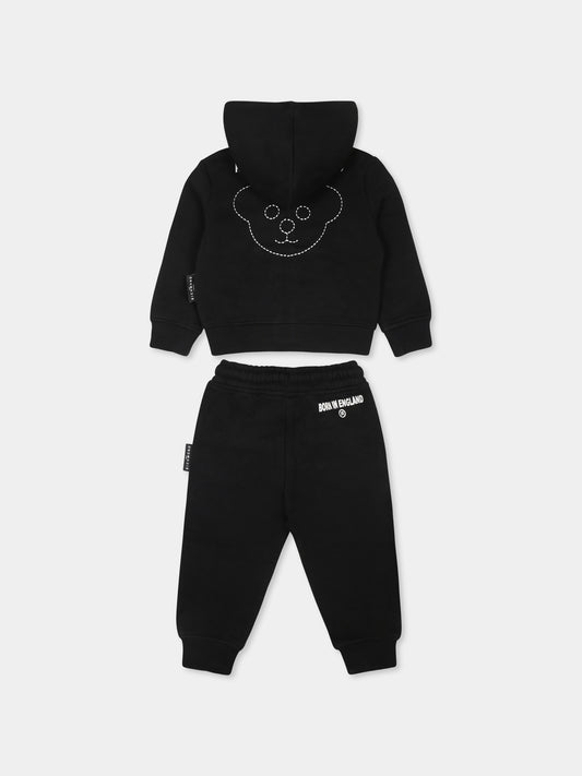 Completo nero per neonato con logo e orsetto,Richmond,RIA24074CF BLACK