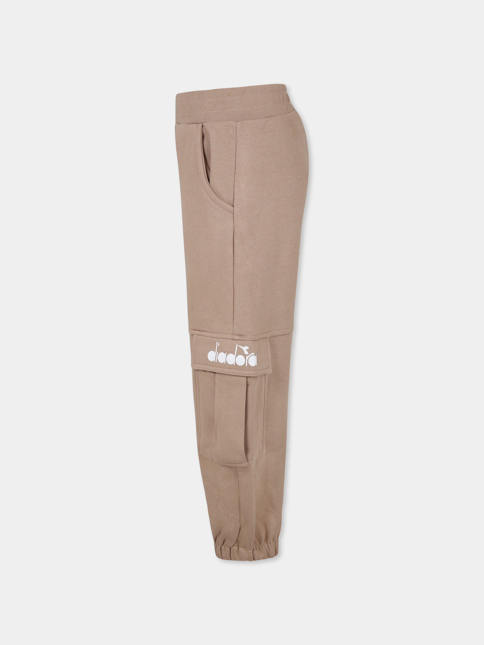 Pantaloni beige per bambina con logo,Diadora Kids,F3DIBGFP169 015