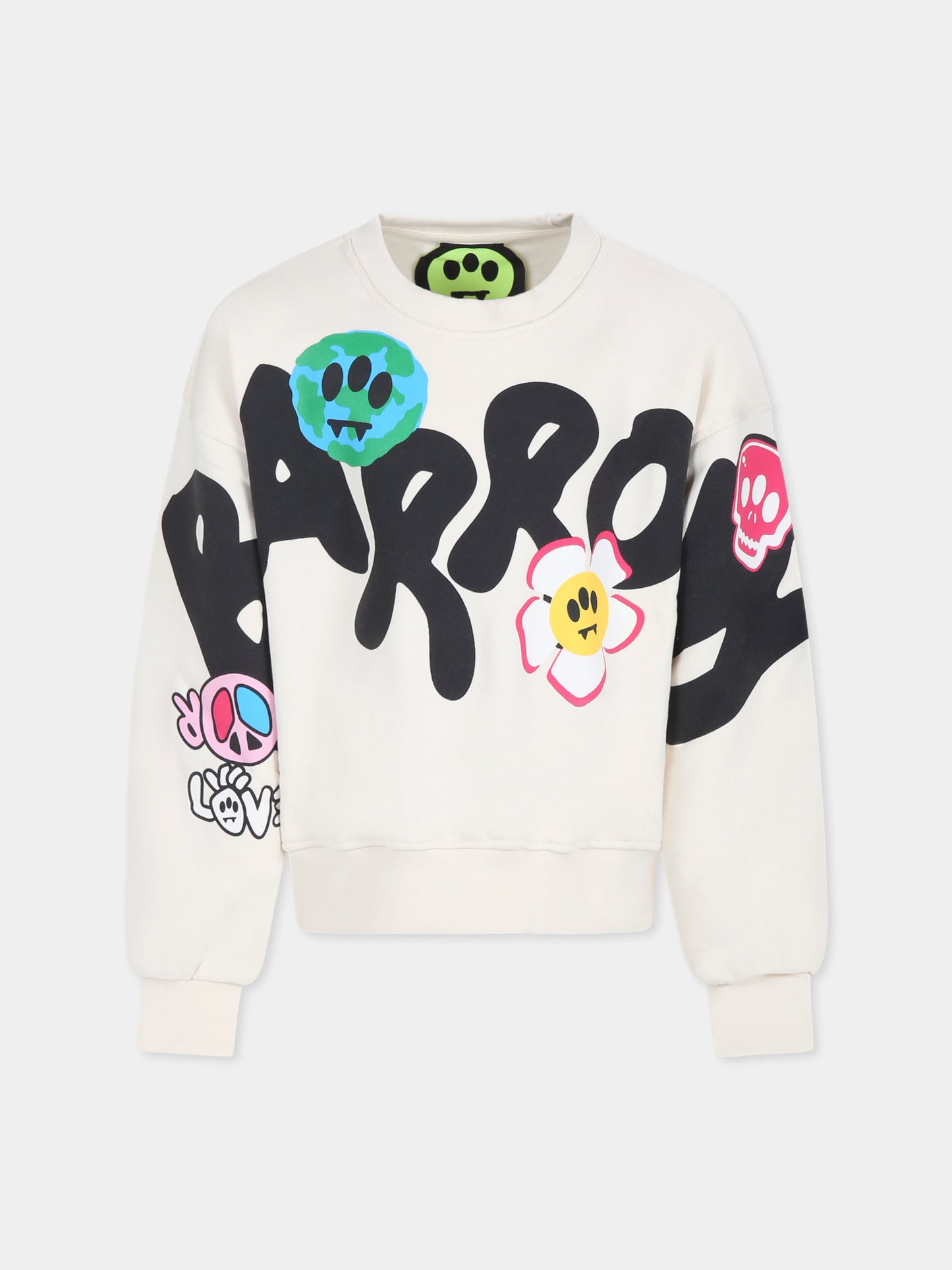 Felpa avorio per bambina con logo e smile,Barrow,F4BKJGSW092 013