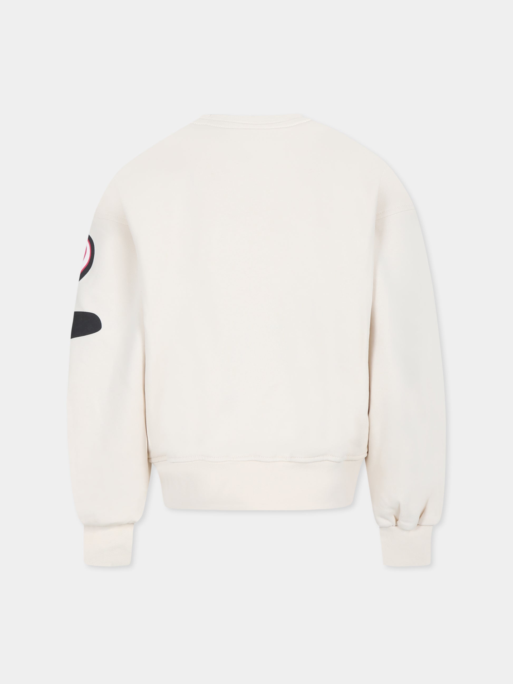 Felpa avorio per bambina con logo e smile,Barrow,F4BKJGSW092 013