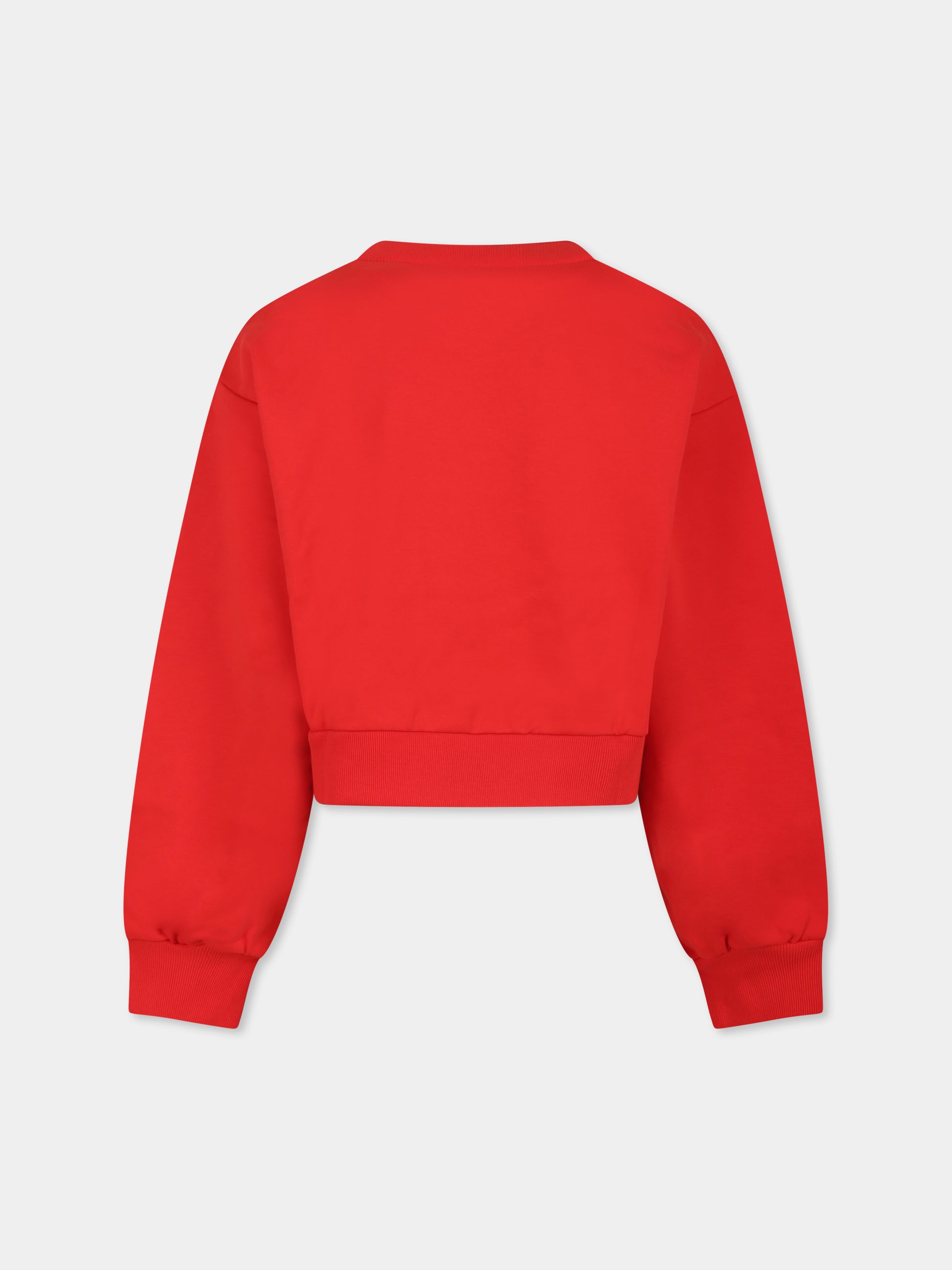 Felpa crop rossa per bambina con logo,Marni Kids,M01193 M00RE MS220F 0M416