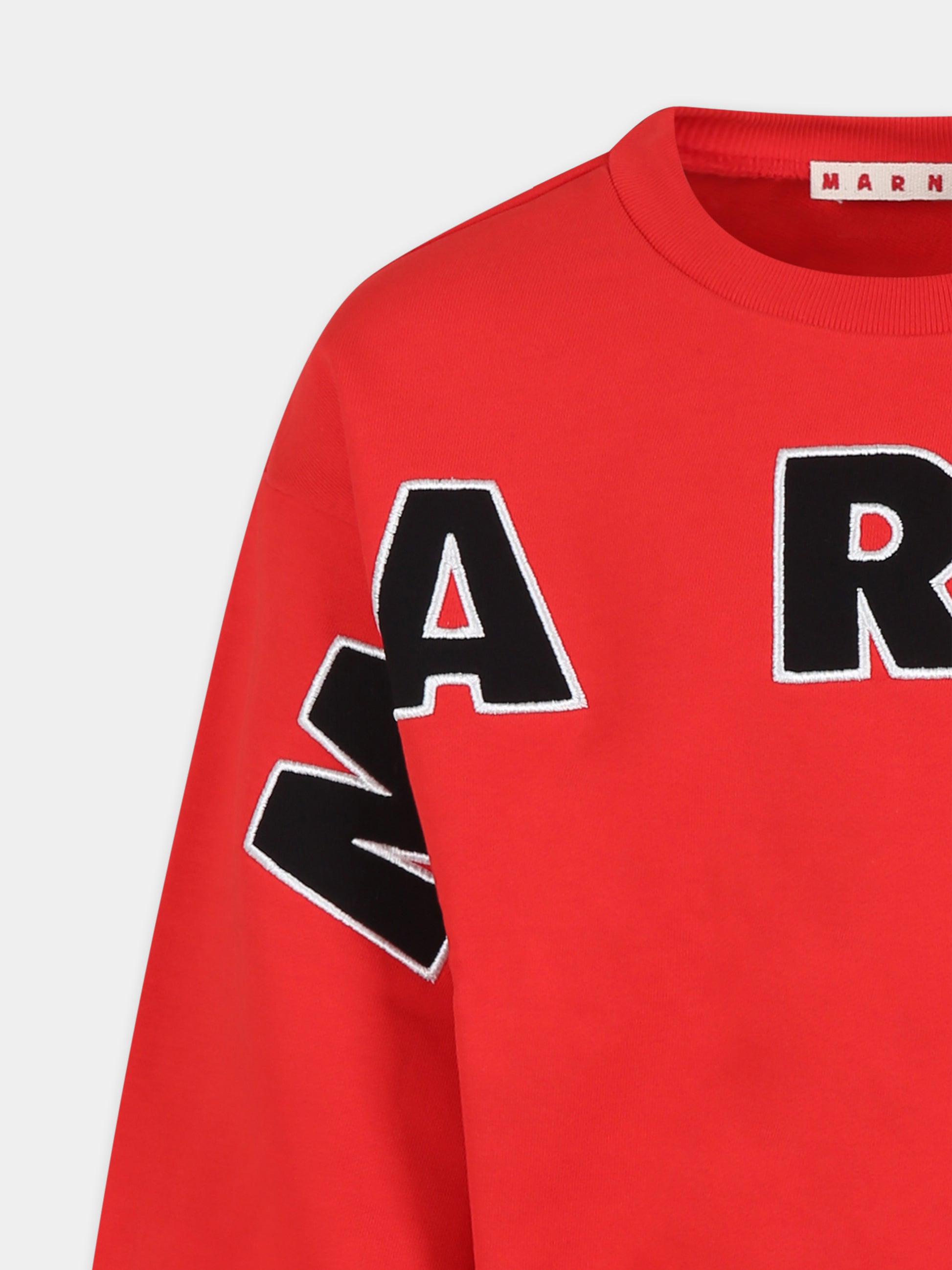 Felpa crop rossa per bambina con logo,Marni Kids,M01193 M00RE MS220F 0M416