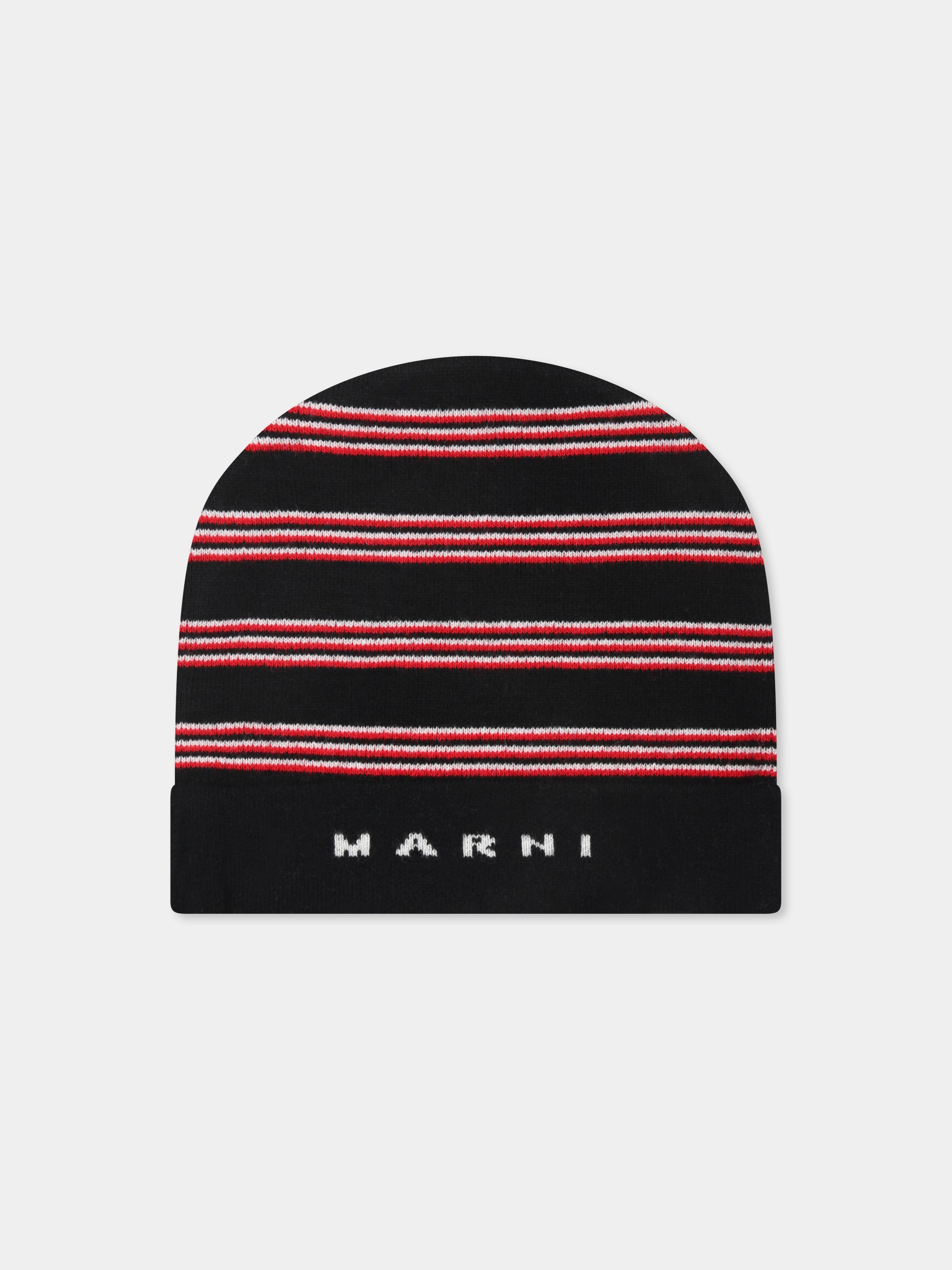 Berretto nero per bambini con logo,Marni Kids,M01238 M00SZ MF32U 0M900