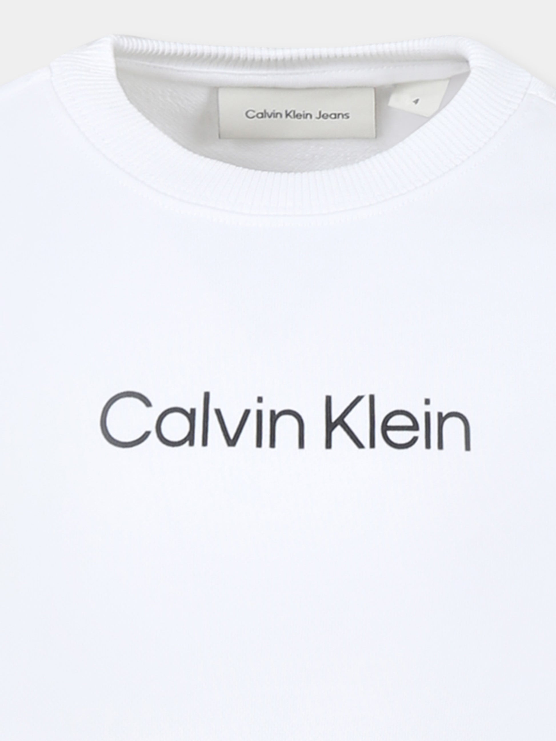 Felpa bianca per bambini con logo,Calvin Klein Kids,IU0IU00680 YAF