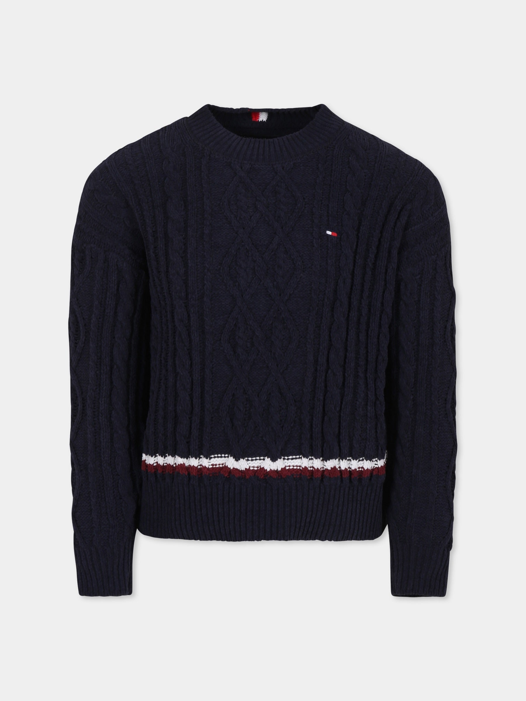 Maglione blu per bambino con bandierina,Tommy Hilfiger Junior,KB0KB09257 DW5