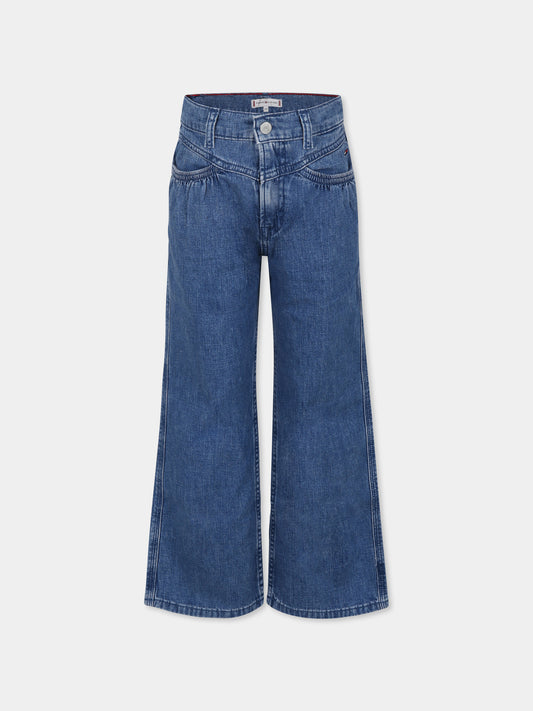 Jeans blu per bambina con bandierina,Tommy Hilfiger Junior,KG0KG08019 1A6