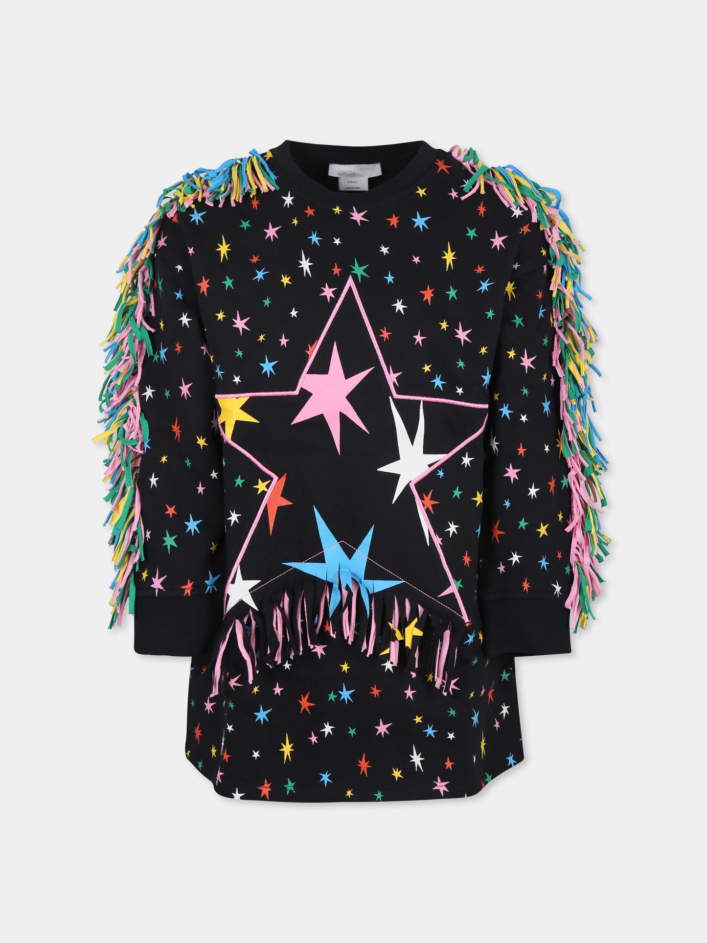 Vestito nero per bambina con stelle all over,Stella Mccartney Kids,TV1C50 Z2286 930MC