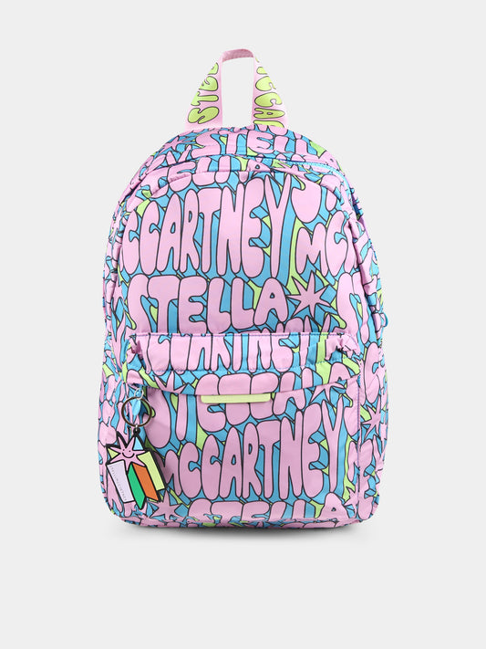 Zaino multicolor per bambina con logo all-over,Stella Mccartney Kids,TV0A98 Z2053 999MC