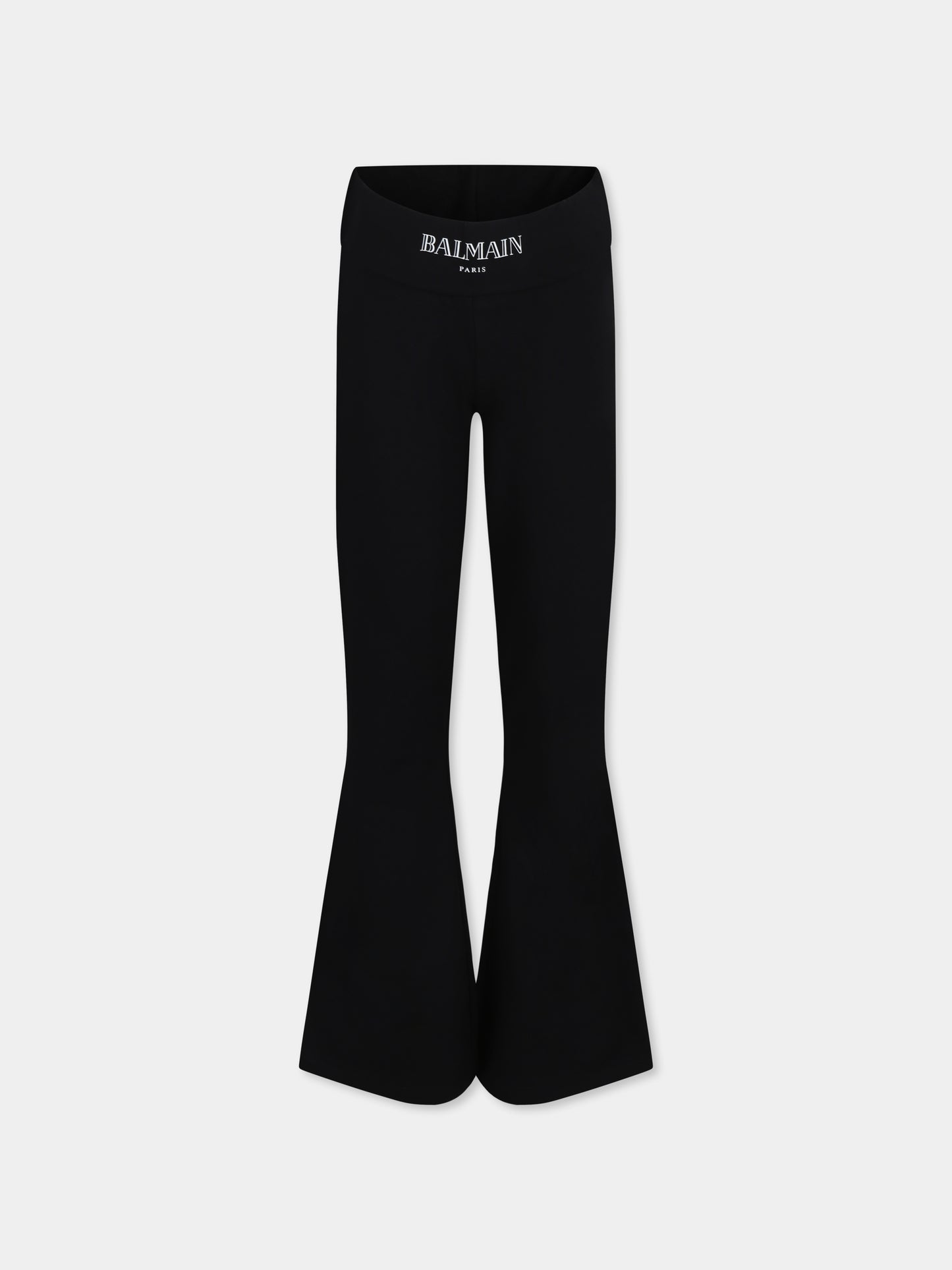Leggings neri per bambina con logo,Balmain Kids,BV6B29 Z2389 930BC
