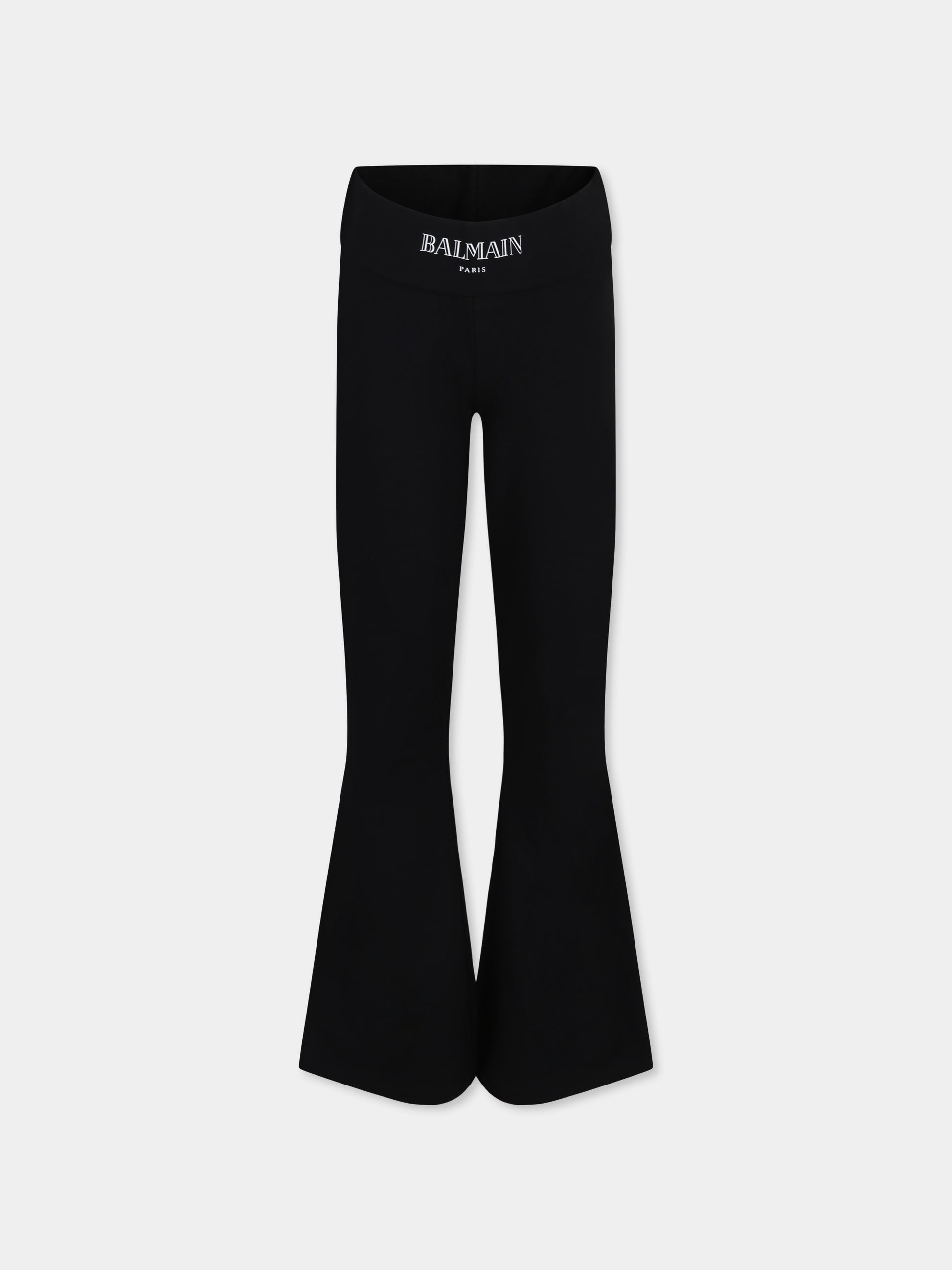 Leggings neri per bambina con logo,Balmain Kids,BV6B29 Z2389 930BC