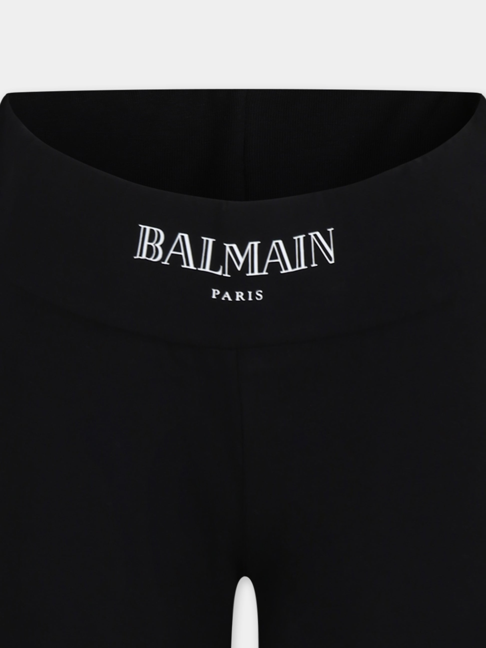 Leggings neri per bambina con logo,Balmain Kids,BV6B29 Z2389 930BC