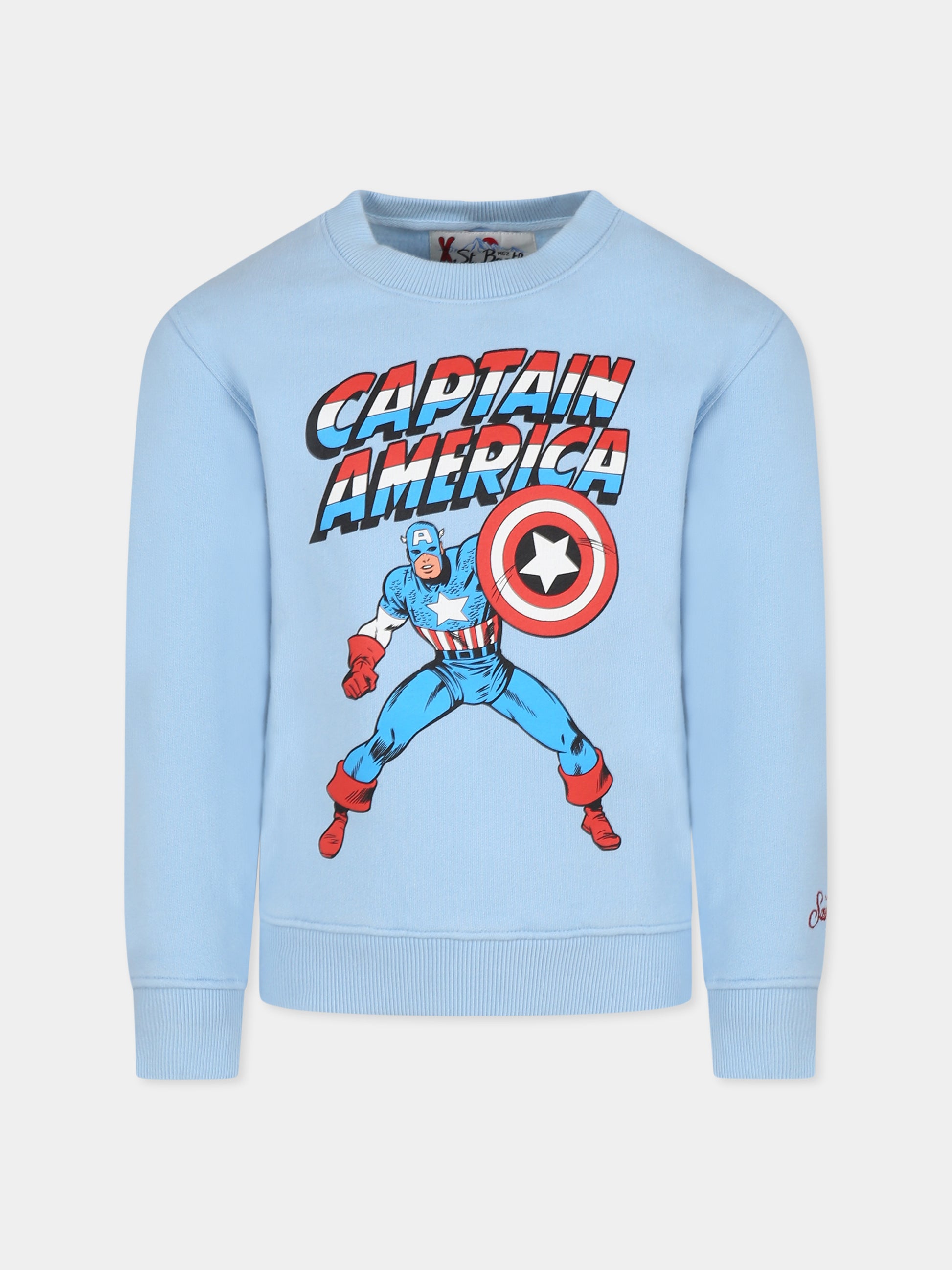 Felpa celeste per bambino con Captain America,Mc2 Saint Barth,HUT0004 - 00944E