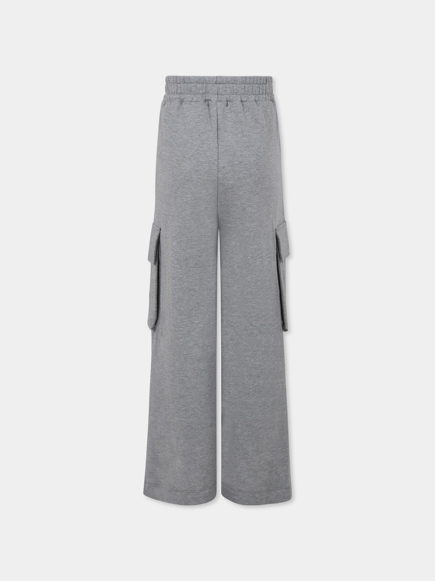 Grey trousers for girl with logo