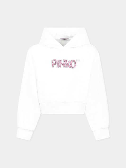 White sweatshirt for girl with logo
