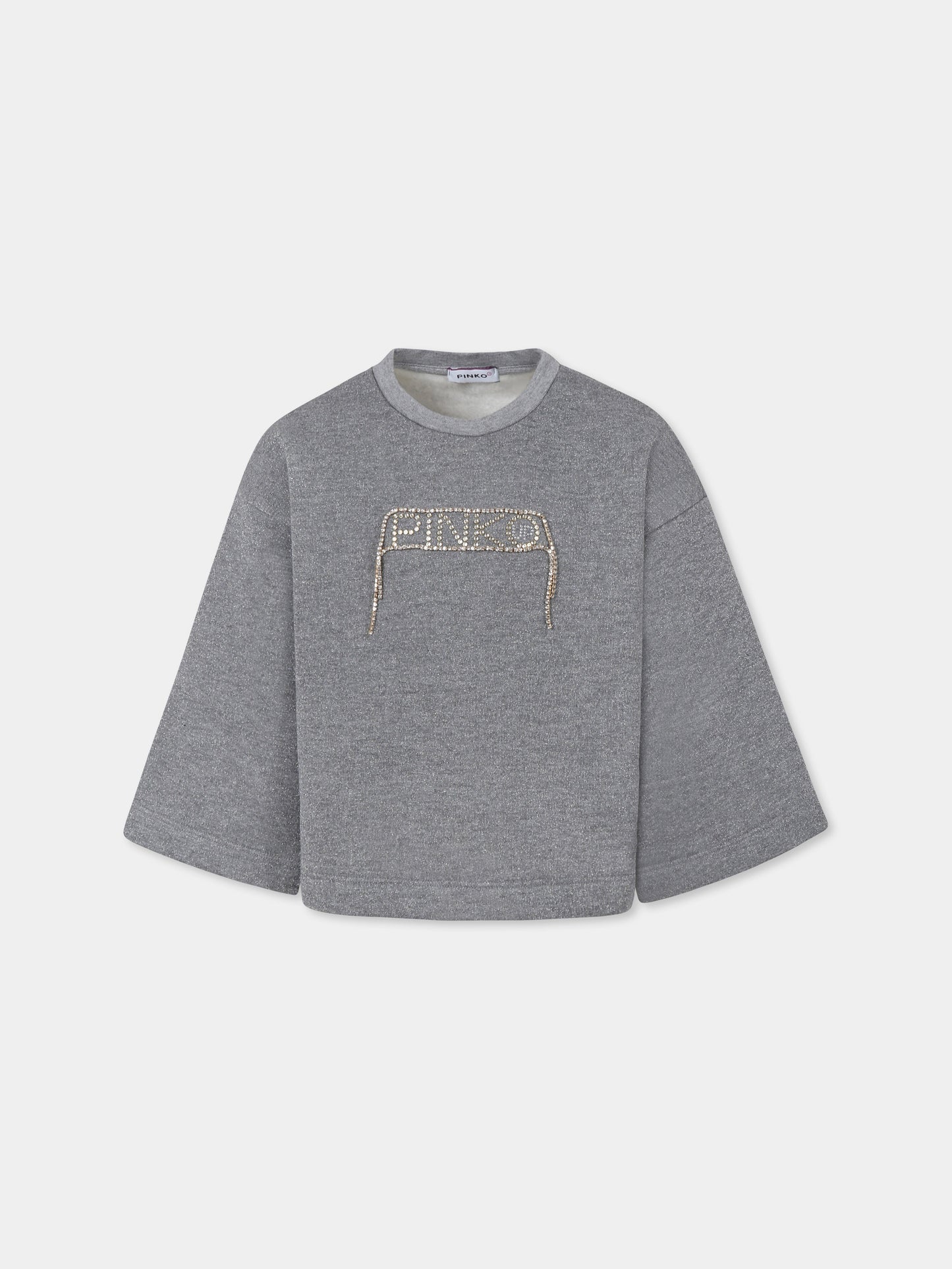 Grey crop sweatshirt for girl with logo