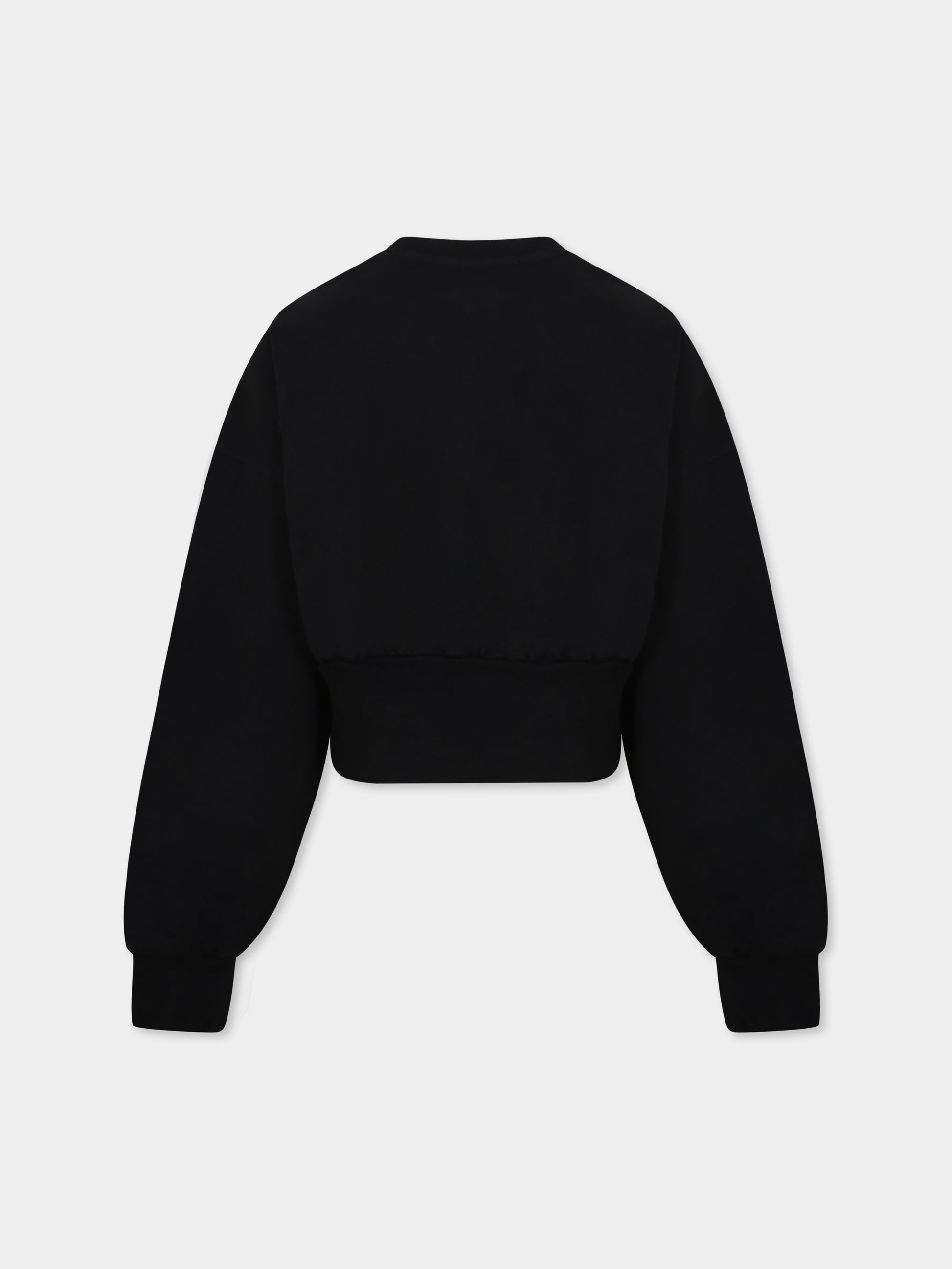 Felpa crop nera per bambina con logo,Pinko,F4PIJGSW035 110