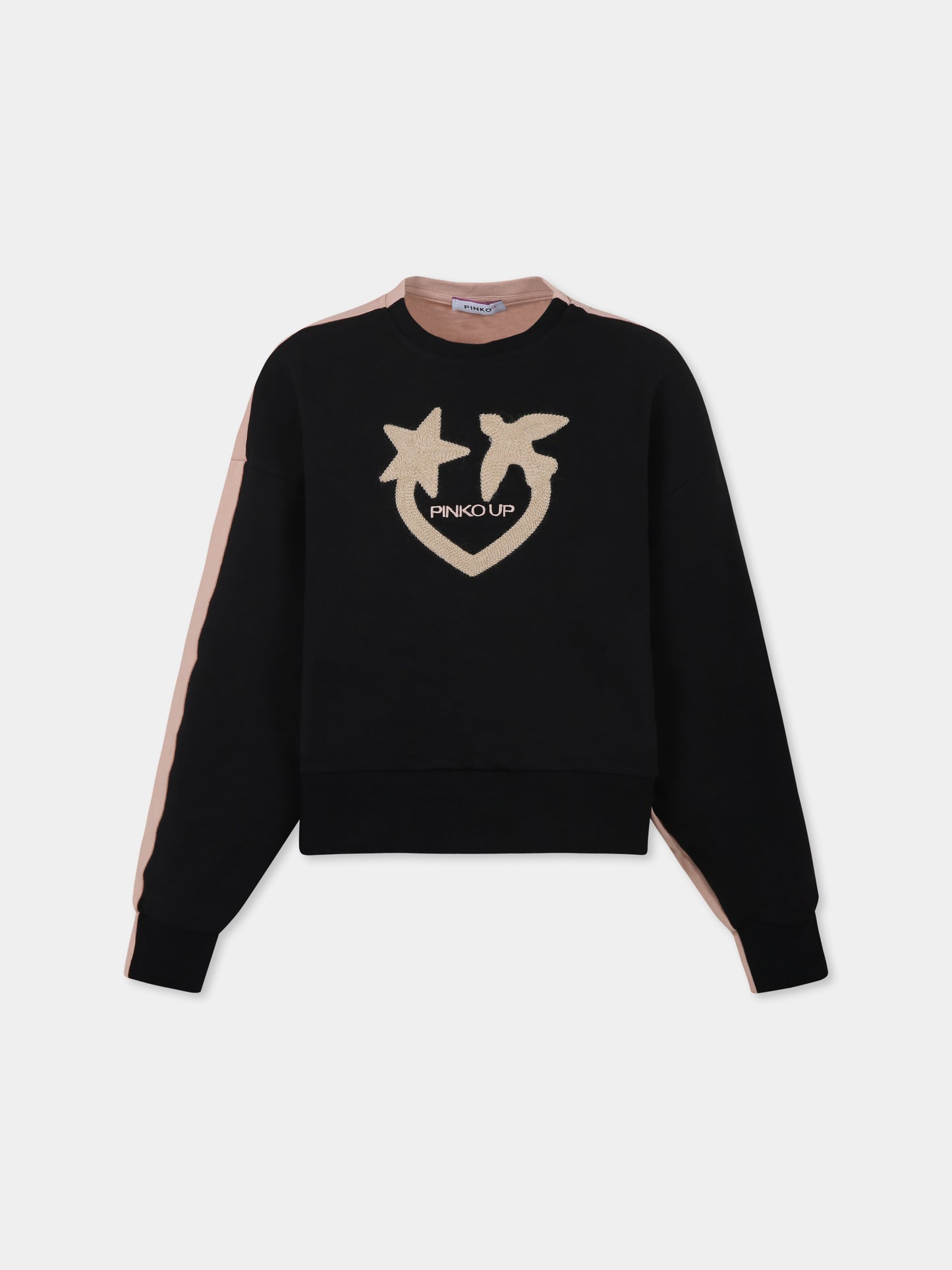 Felpa crop nera per bambina con logo,Pinko,F4PIJGSW050 110/85
