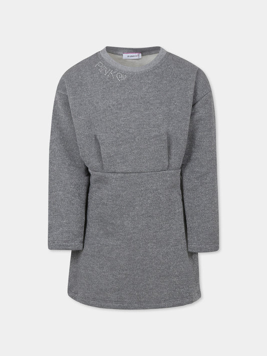 Vestito grigio per bambina con logo,Pinko,F4PIBGDR165 104
