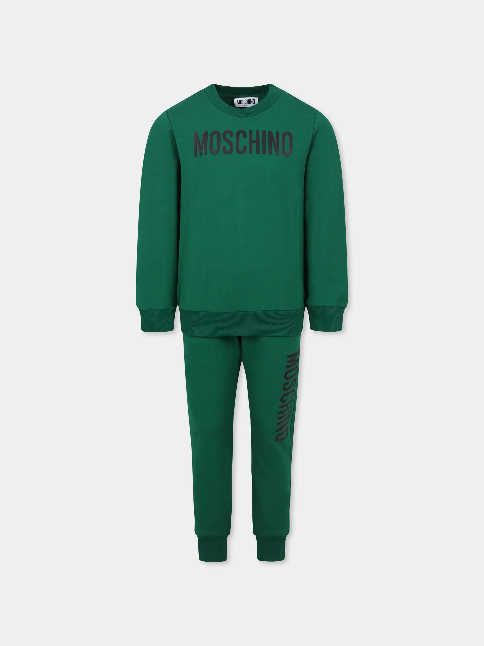 Completo verde per bambino con logo,Moschino Kids,HUK045 LDA21 30139