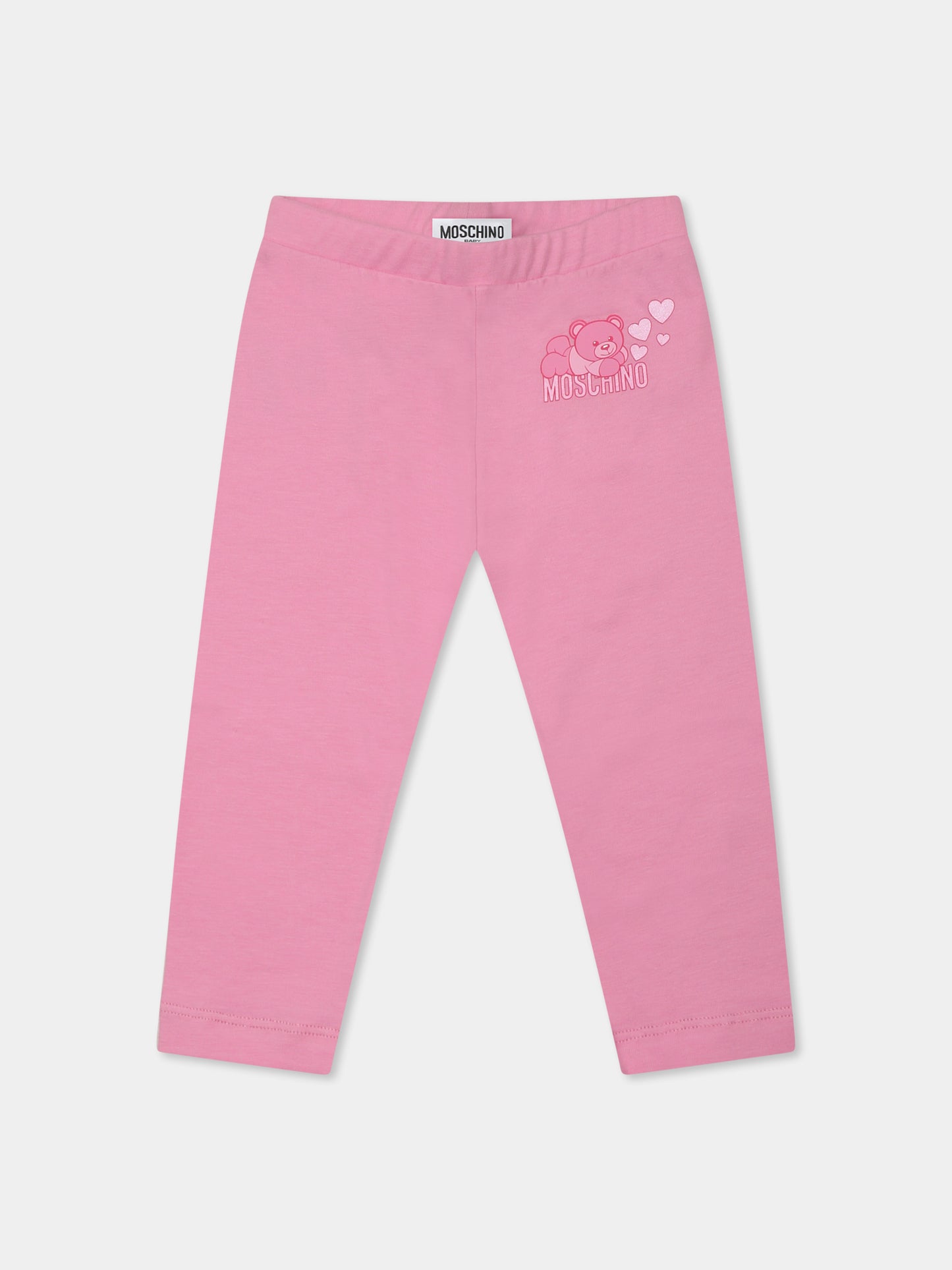 Leggings rosa per neonata con Teddy Bear,Moschino Kids,MCP032 LBA11 50243