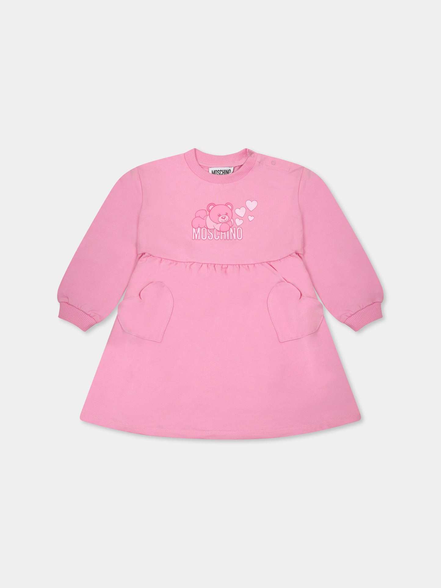 Pink dress for baby girl with Teddy Bear