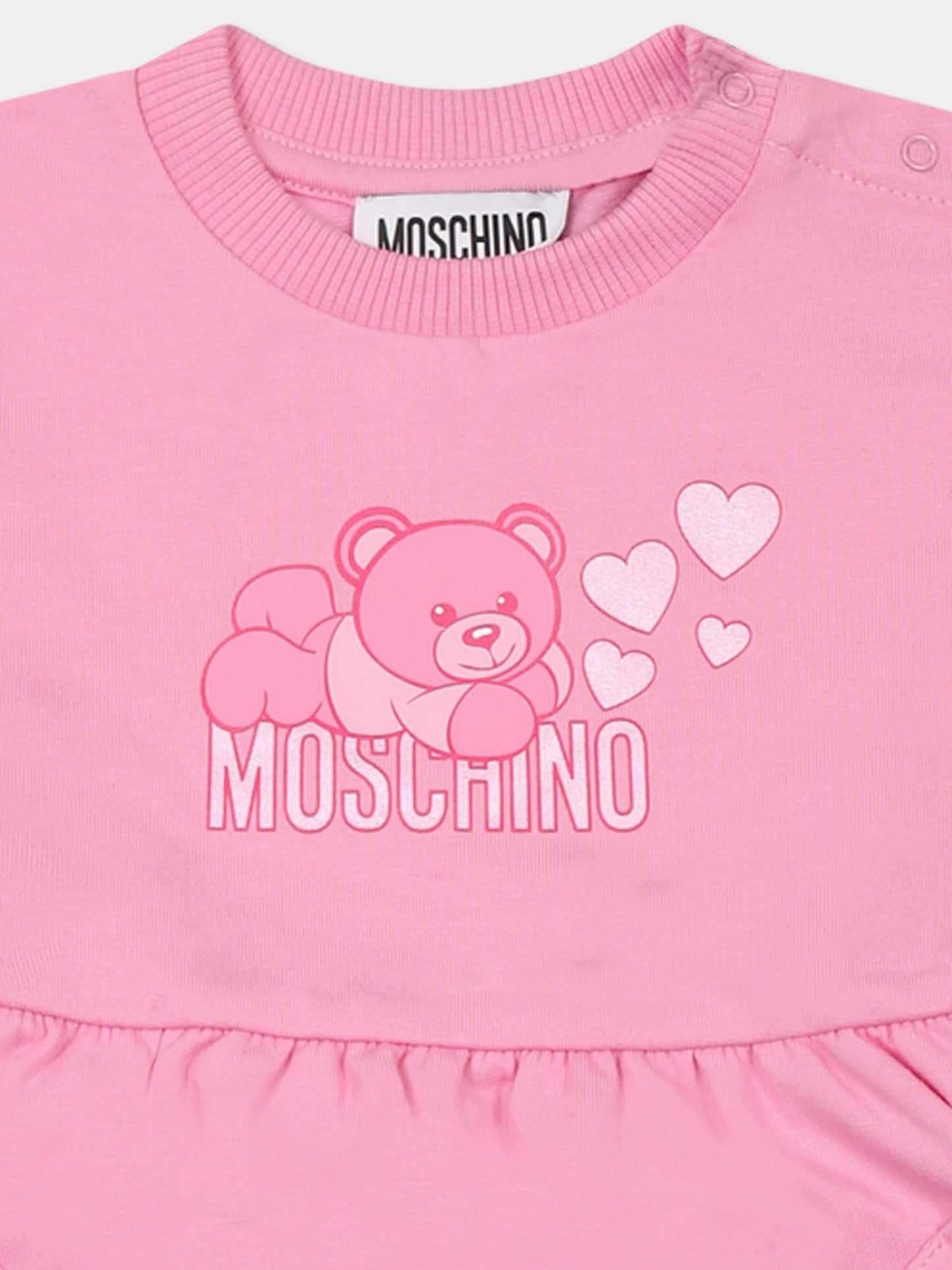 Pink dress for baby girl with Teddy Bear