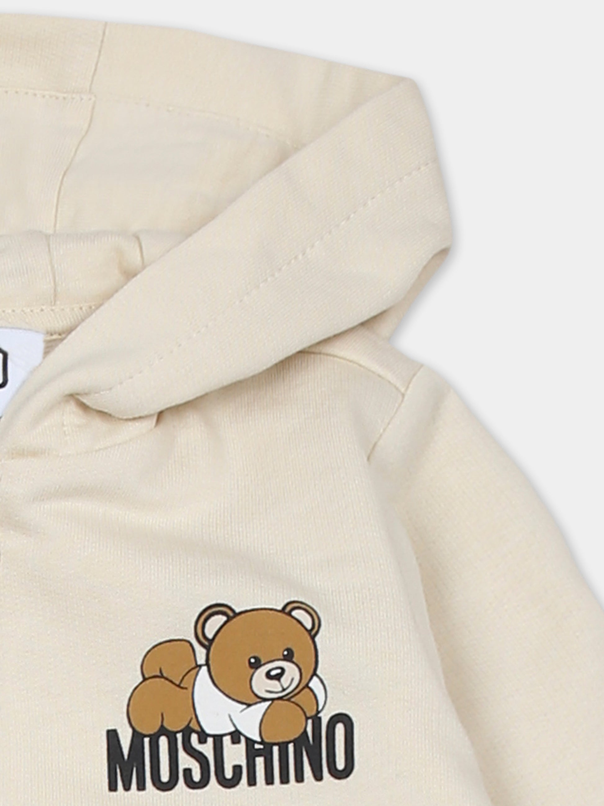 Completo beige per neonati con Teddy Bear,Moschino Kids,MMK04P LCA63 20404