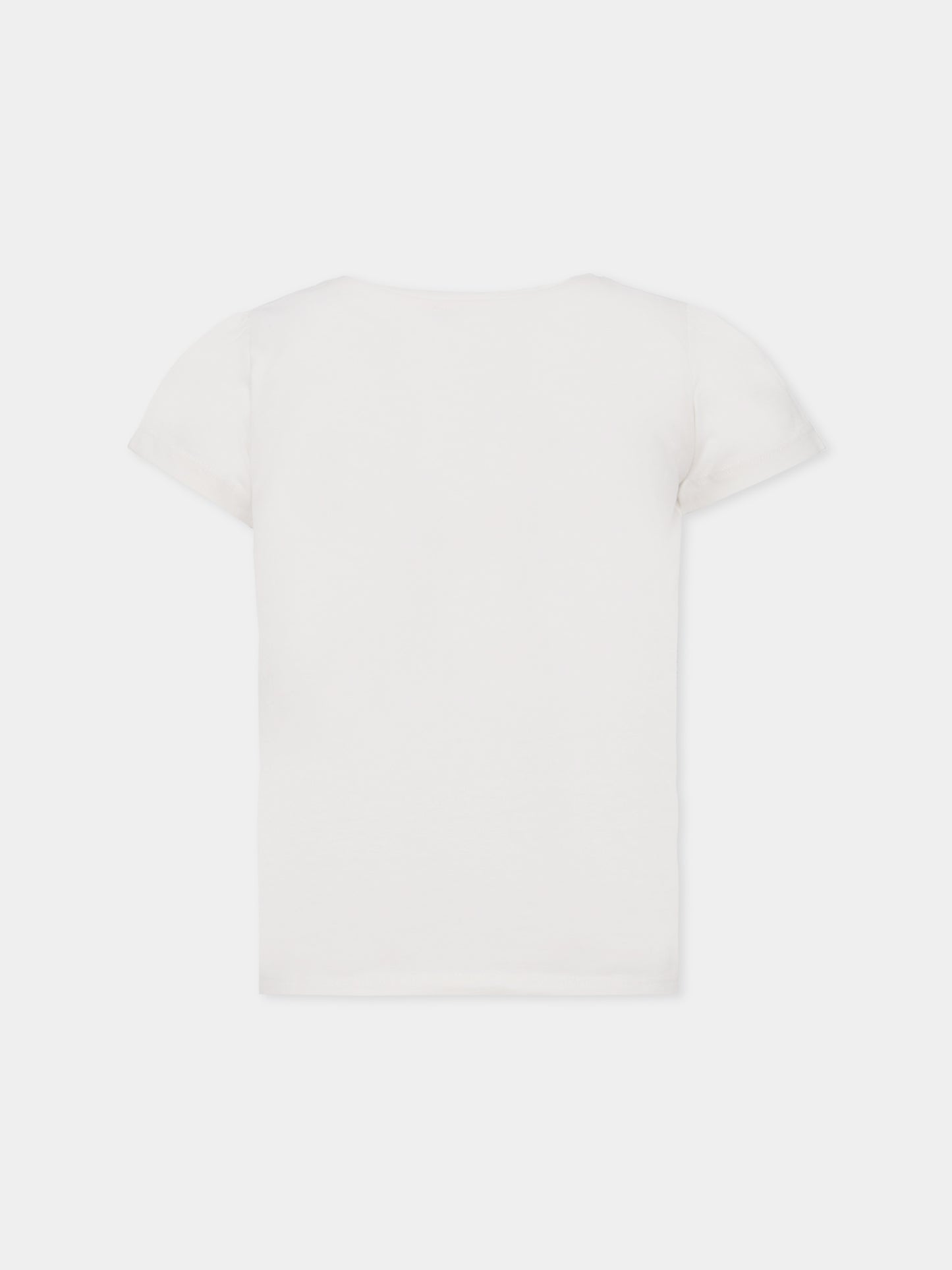 T-shirt avorio per bambina con ciliegie e gatto,Bonpoint,W05GTSK00009 103