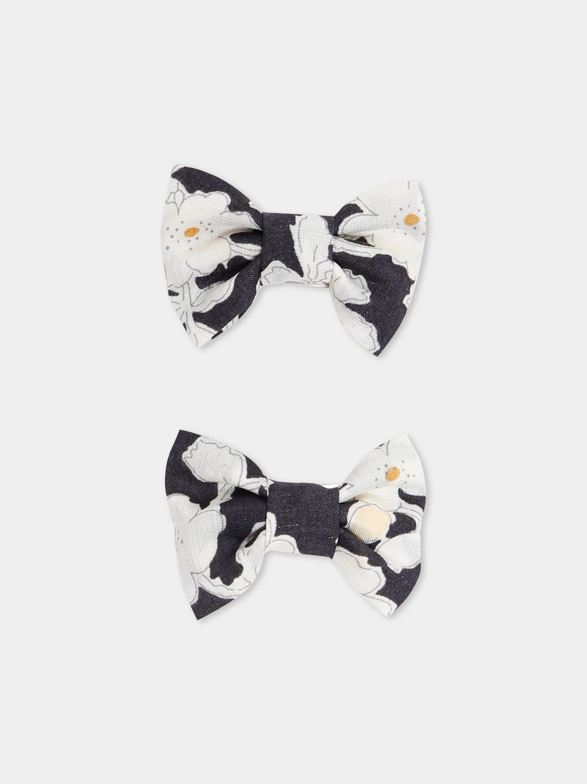 Set fermagli nero per bambina con stampa floreale,Bonpoint,P05GHAW00001 599
