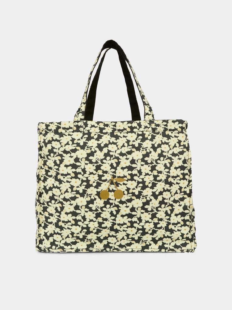 Borsa reversibile nera per bambina con stampa floreale,Bonpoint,P05GBAW00001 599C