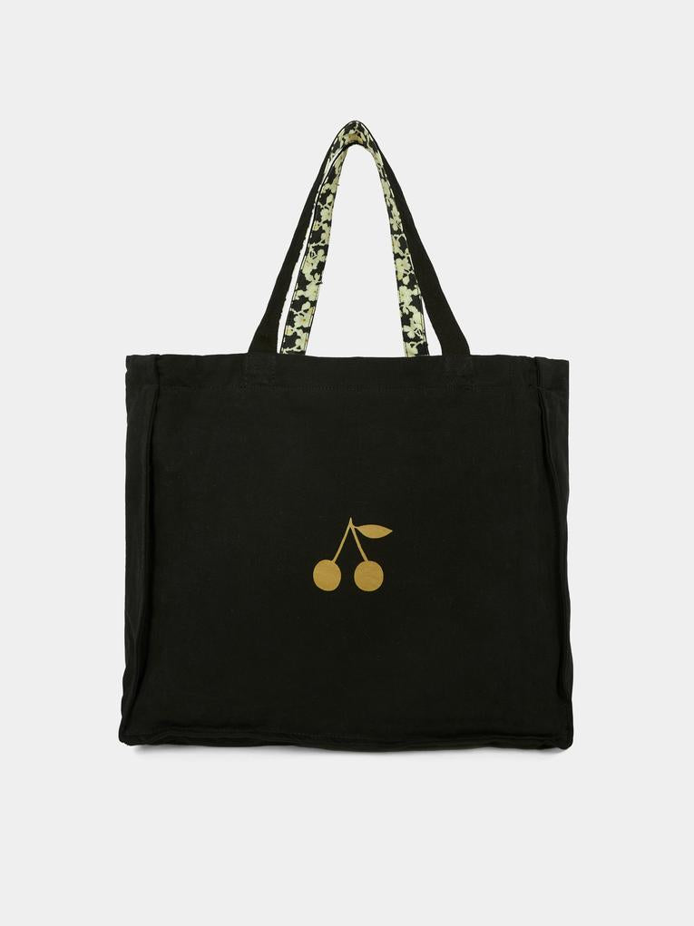 Borsa reversibile nera per bambina con stampa floreale,Bonpoint,P05GBAW00001 599C