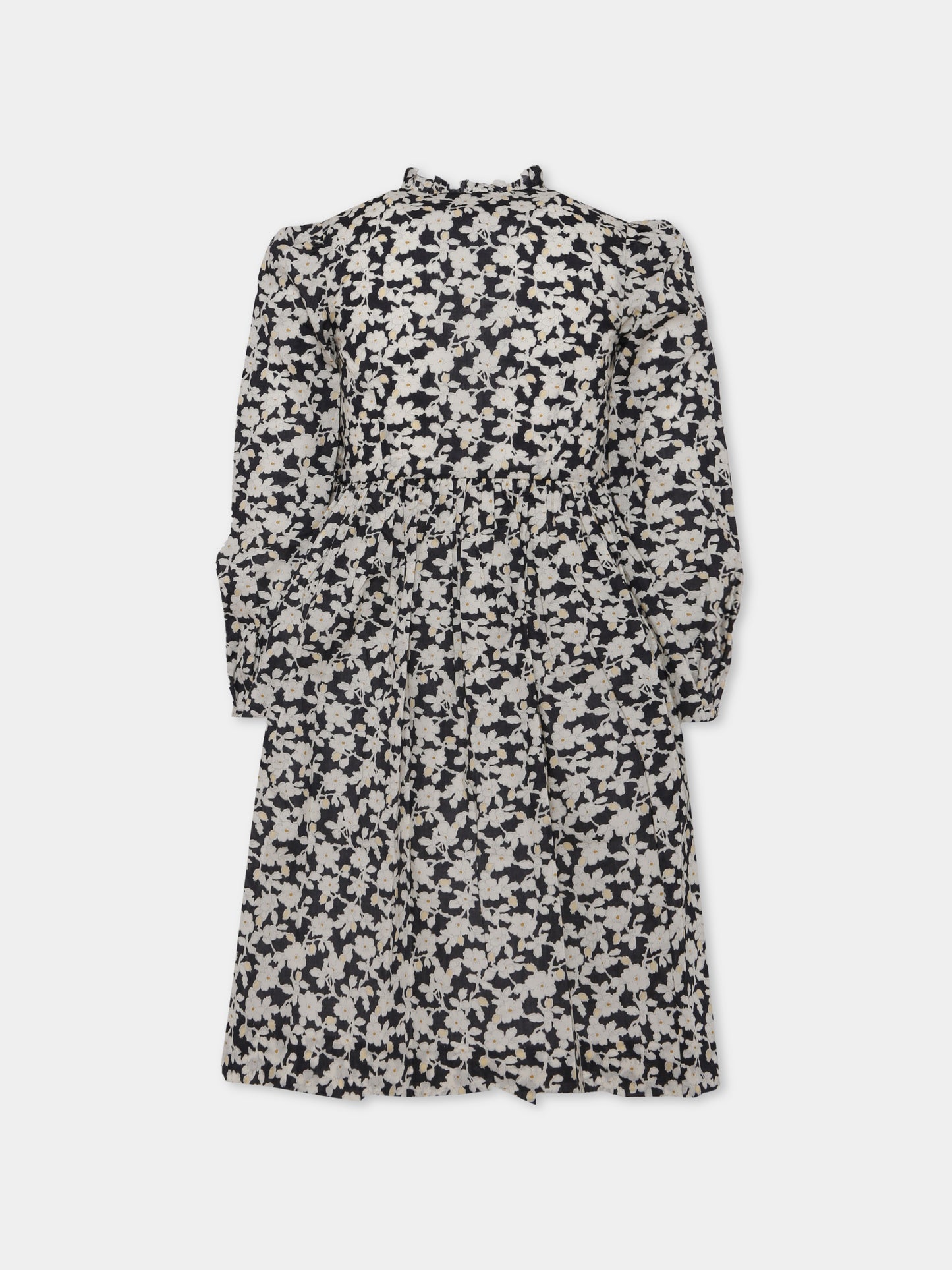 Vestito nero per bambina con stampa florale,Bonpoint,P05GDRW00011 599
