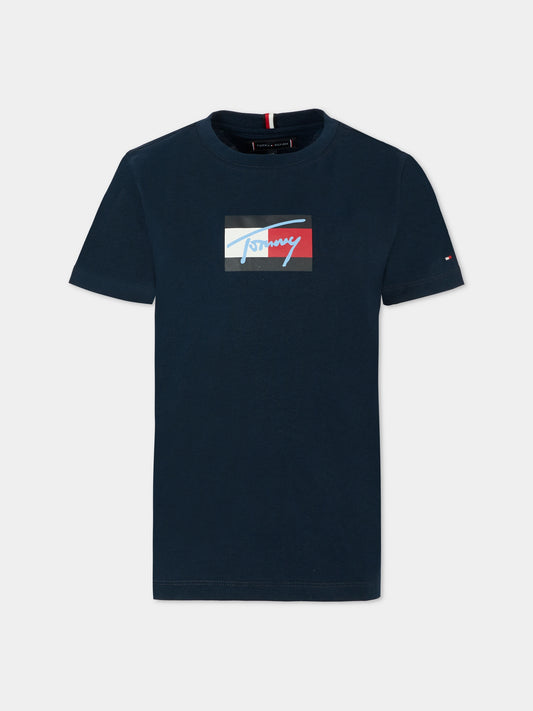 T-shirt blu per bambini con logo,Tommy Hilfiger Junior,25CTHKB0KB09725 C1G