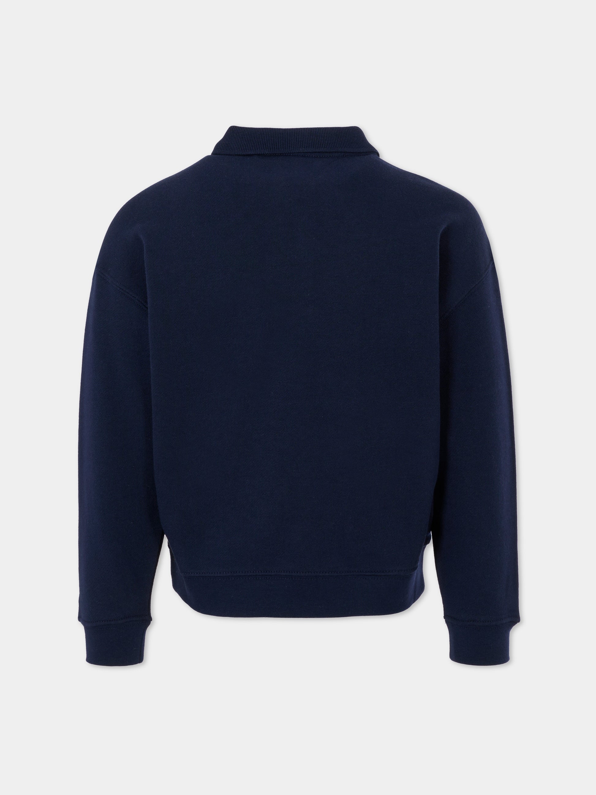 Felpa blu per bambino con logo avorio,Tommy Hilfiger Junior,25CTHKB0KB09805 C1G