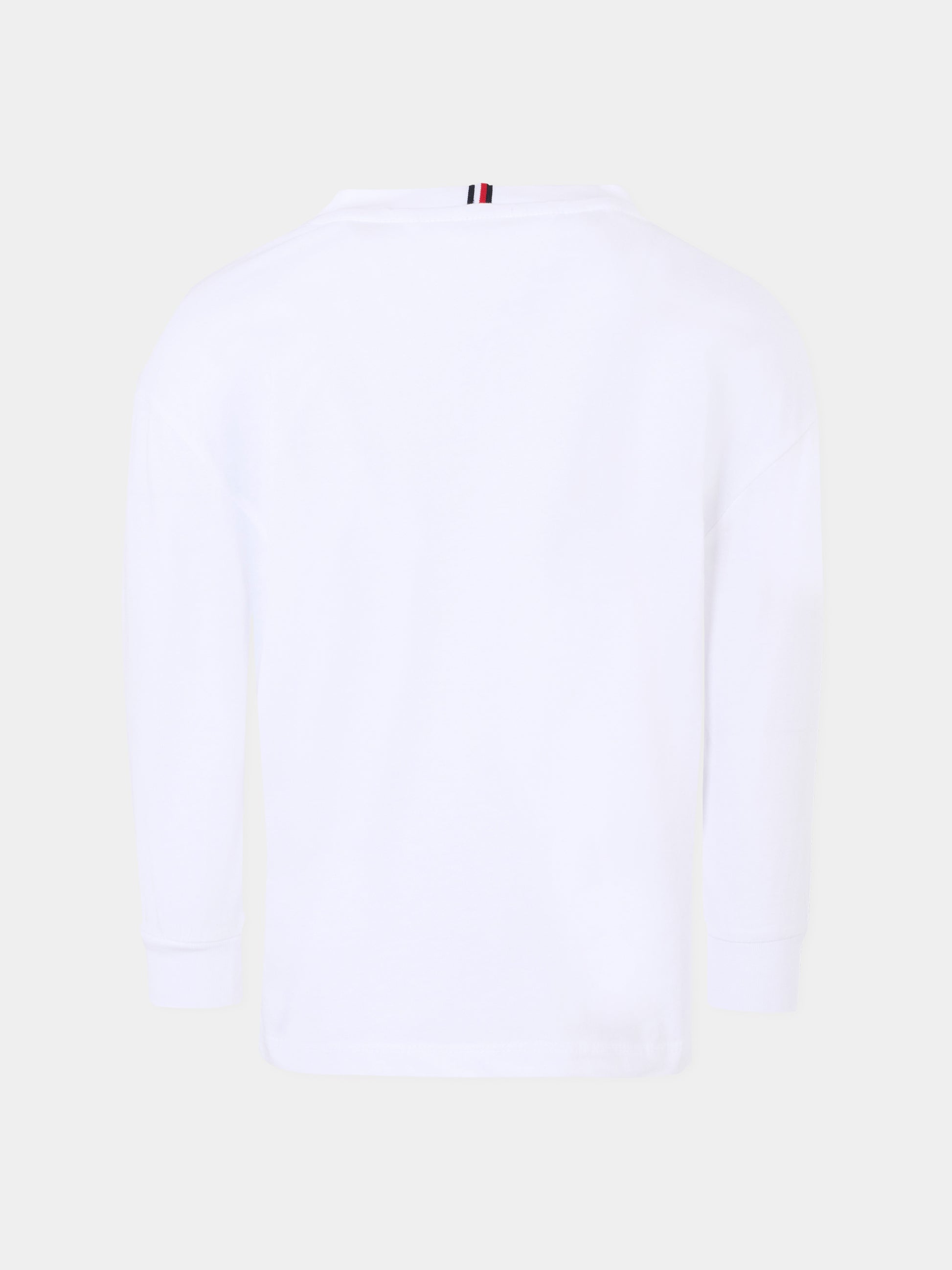 T-shirt bianca per bambino con bandiera,Tommy Hilfiger Junior,25CTHKB0KB09846 YBR