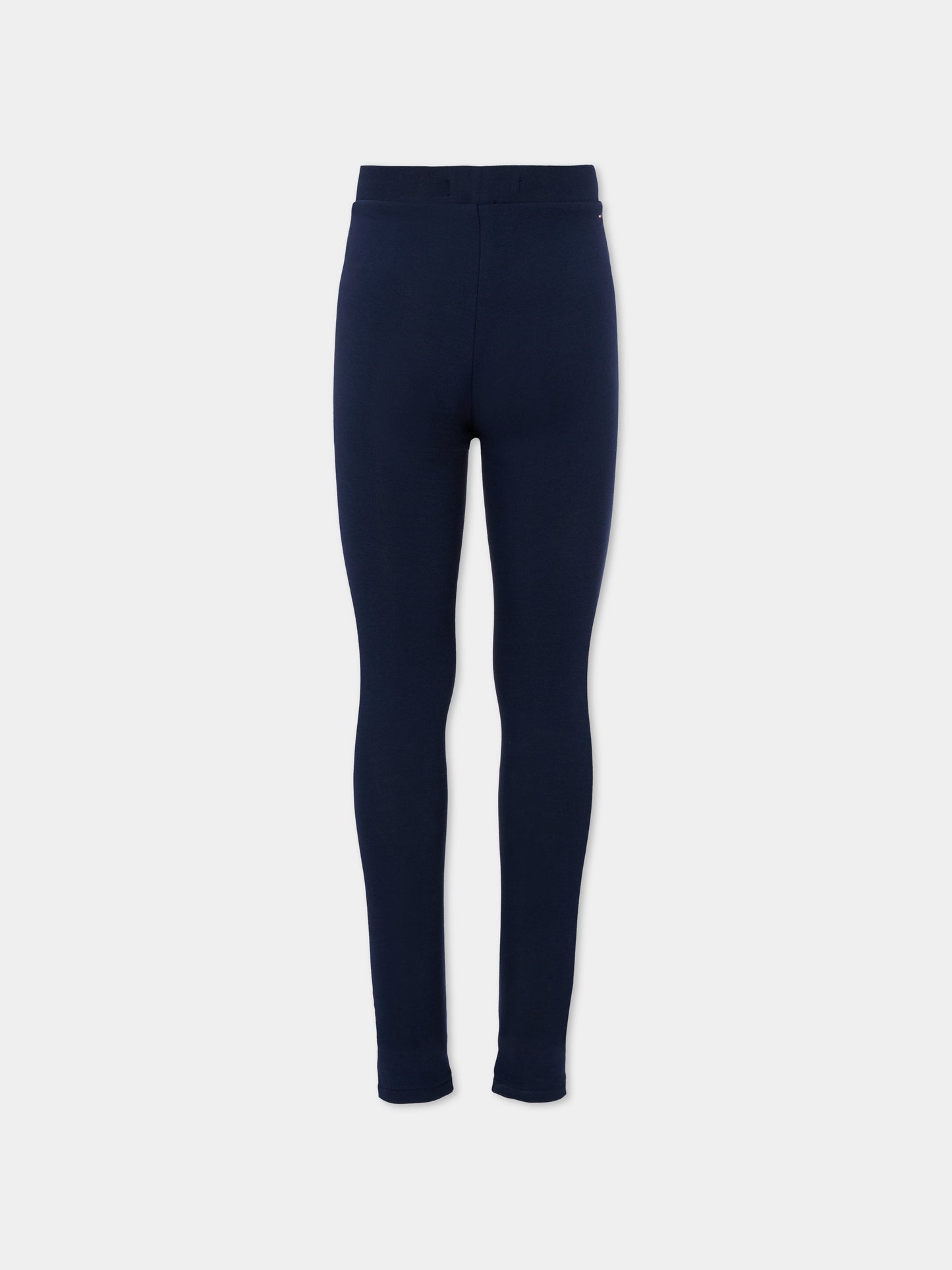 Leggings blu per bambina con logo argentato,Tommy Hilfiger Junior,25CTHKG0KG08628 C1G