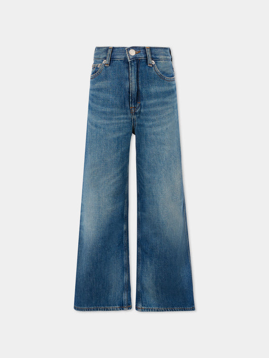 Jeans blu per bambina con bandiera,Tommy Hilfiger Junior,25CTHKG0KG08745 1BZ