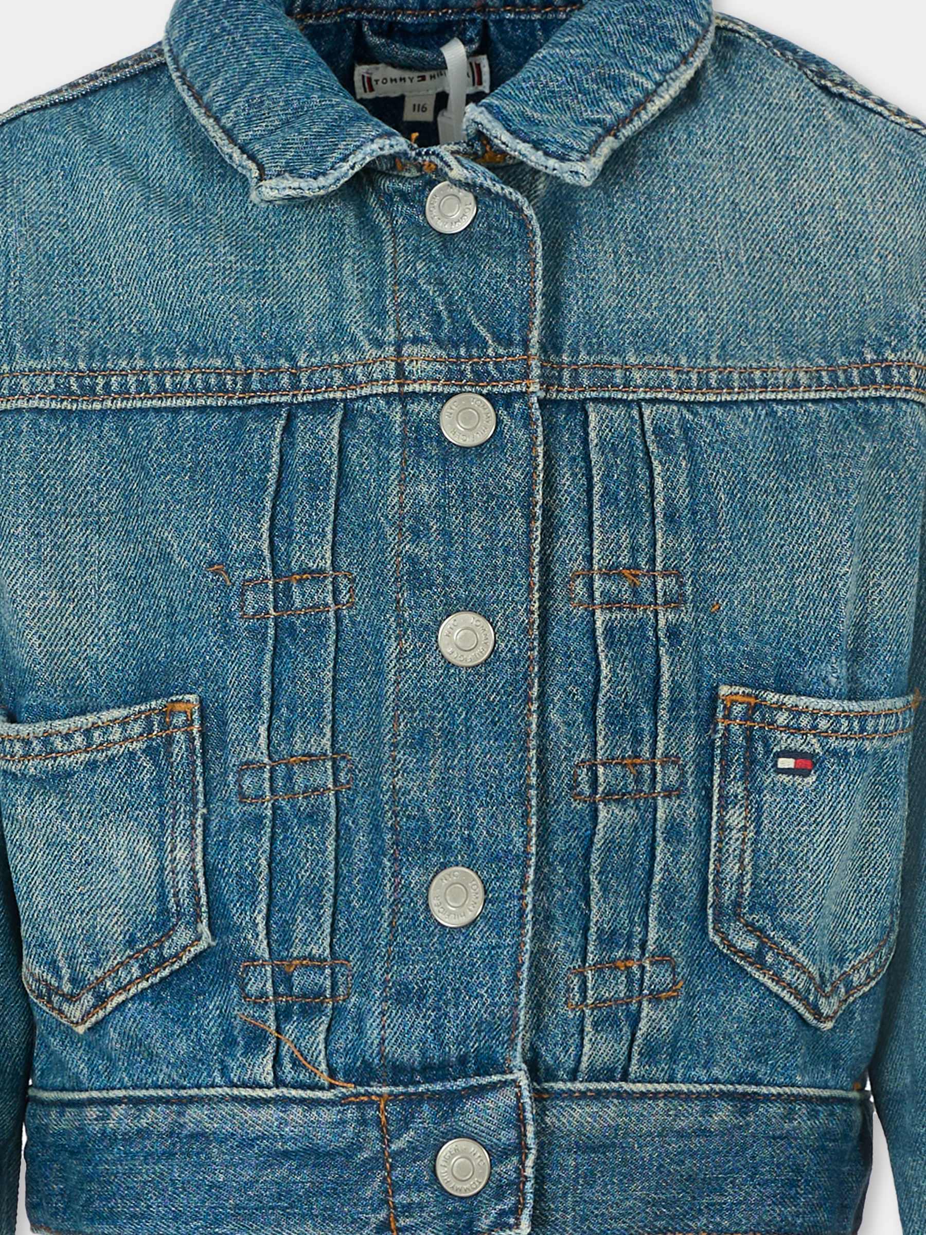 Giubbotto di jeans blu per bambina con logo,Tommy Hilfiger Junior,25CTHKG0KG08752 1BK